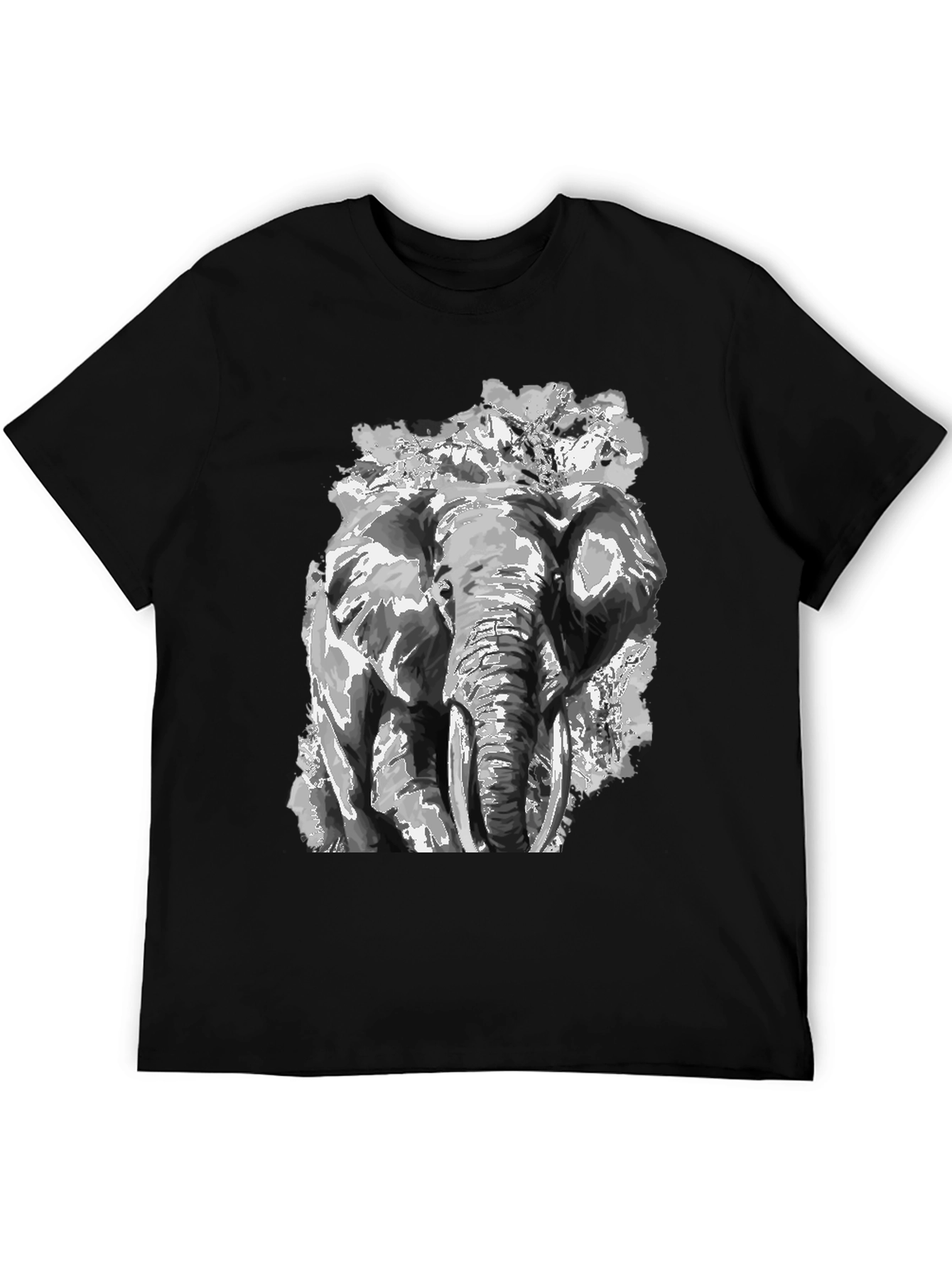 Elephant Graphic Print Black T-Shirt