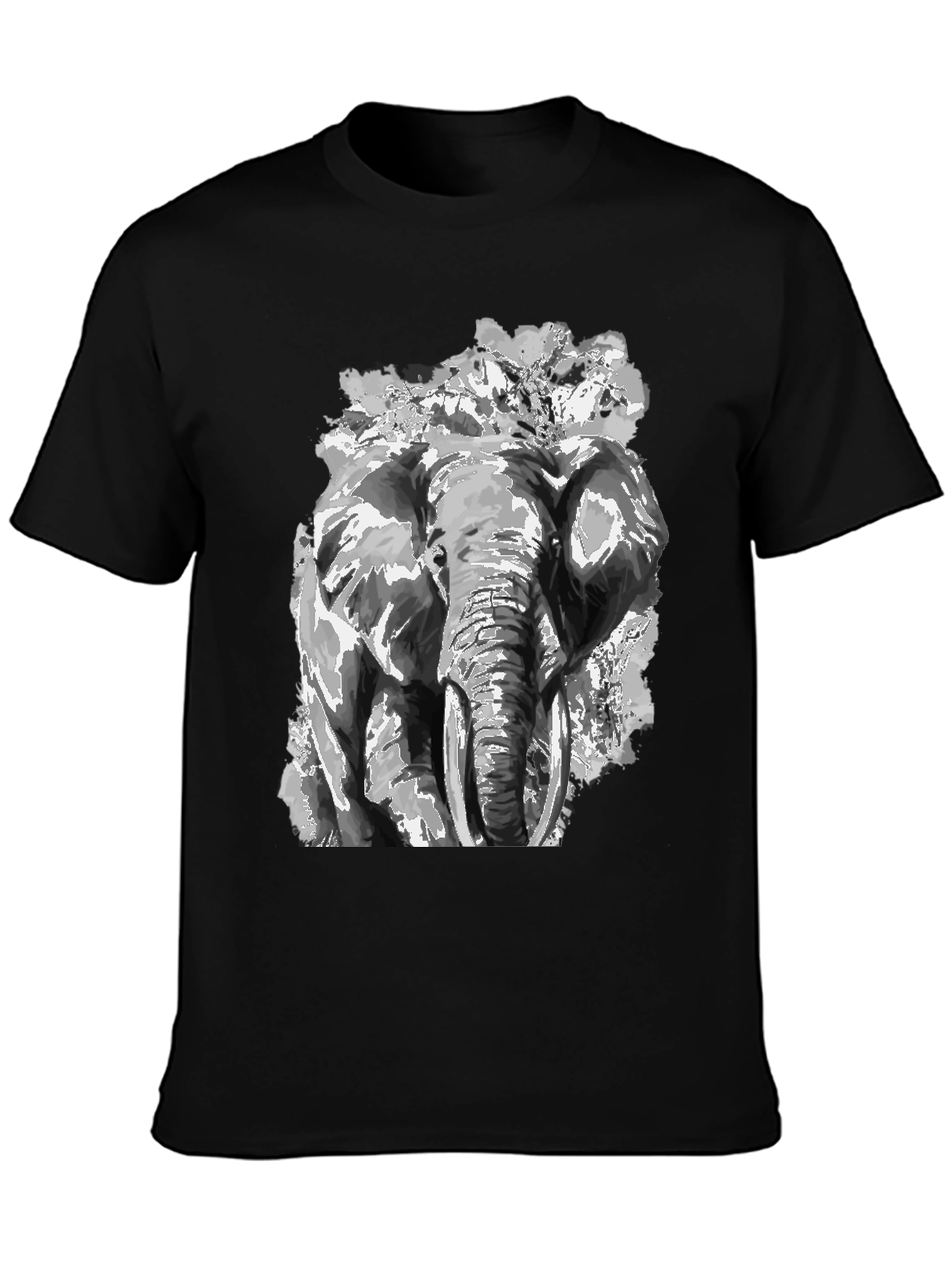 Elephant Graphic Print Black T-Shirt