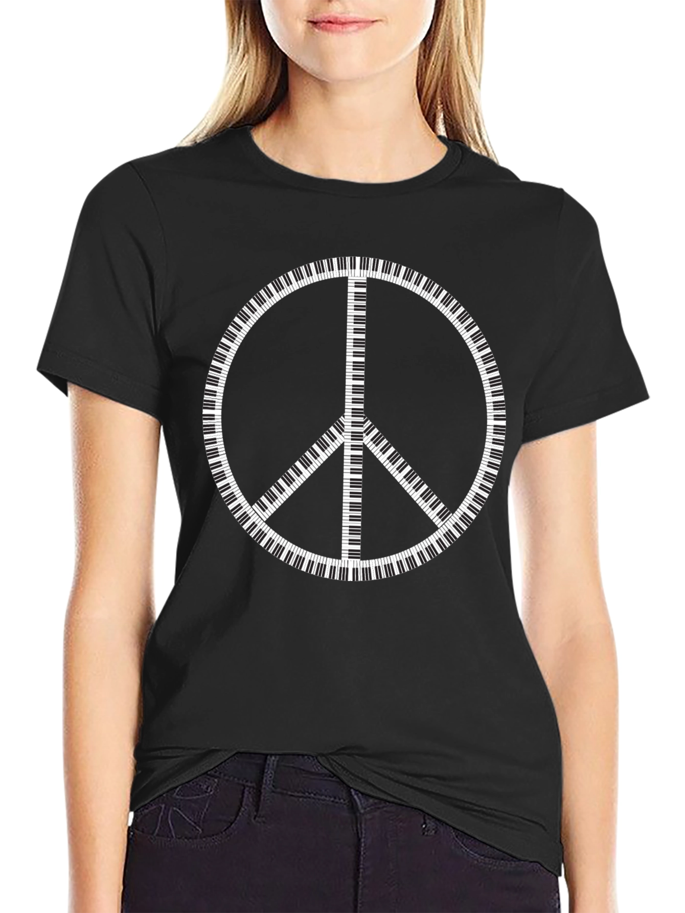 Piano Peace Sign T-Shirt - Music Lover Tee