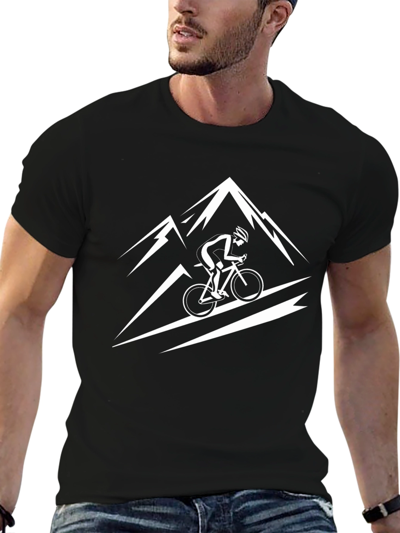 Mountain Biker Graphic Tee - Black Cotton T-Shirt