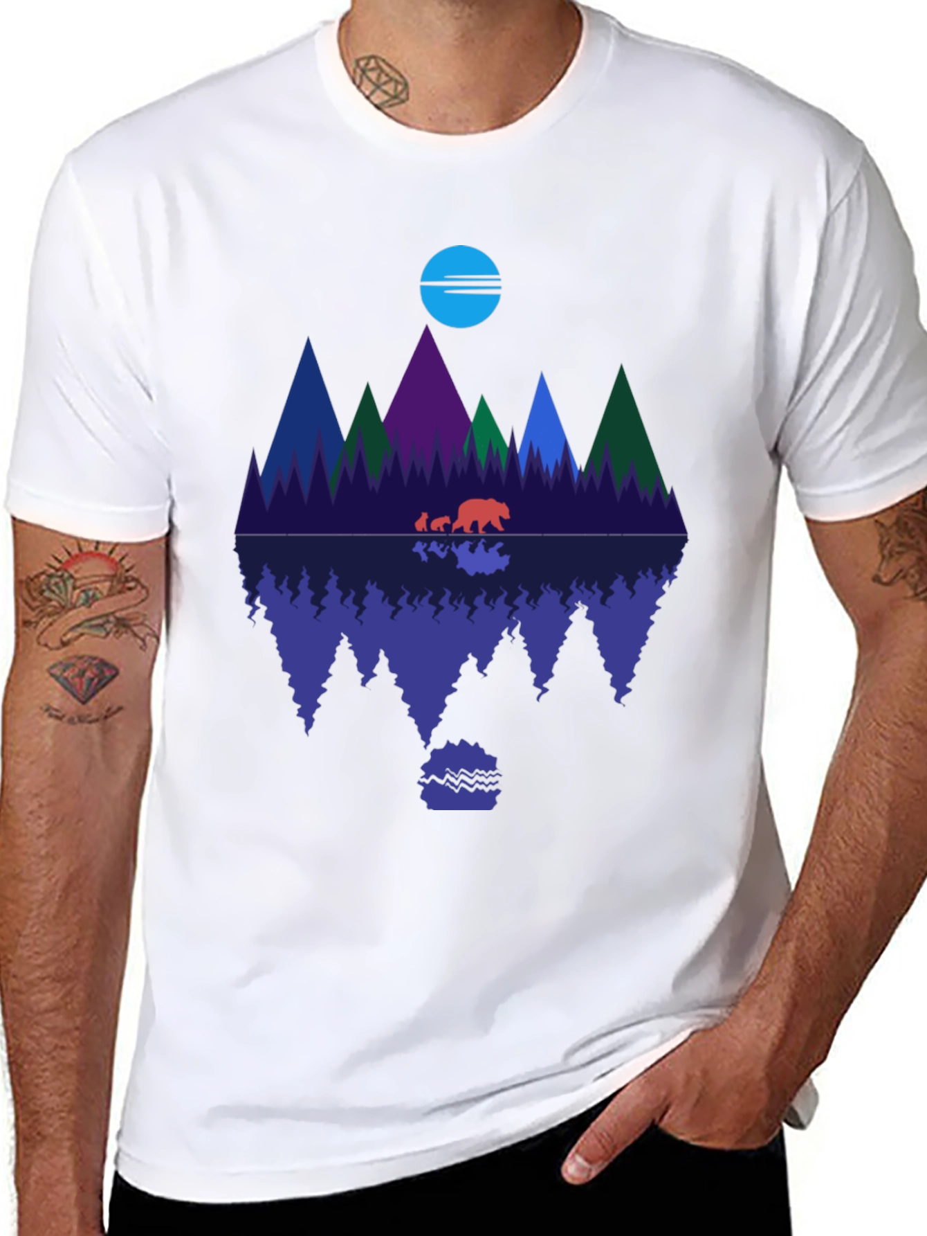 Bear Family Reflection Graphic Tee