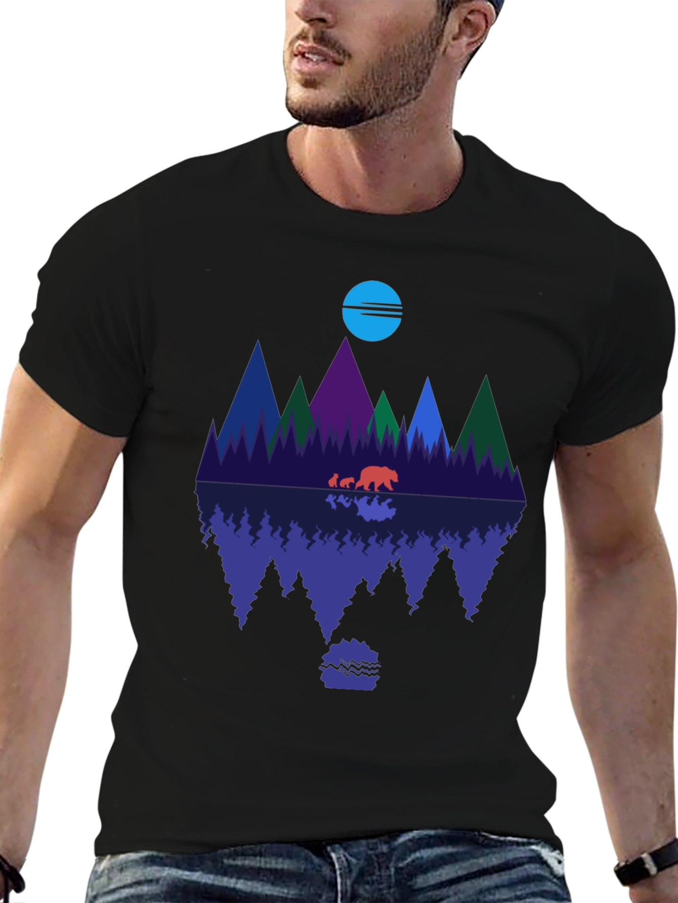 Bear Family Reflection Graphic Tee