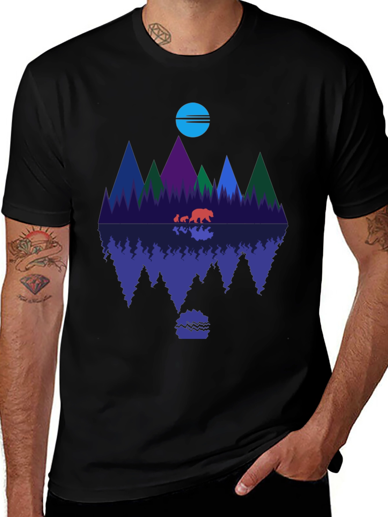Bear Family Reflection Graphic Tee