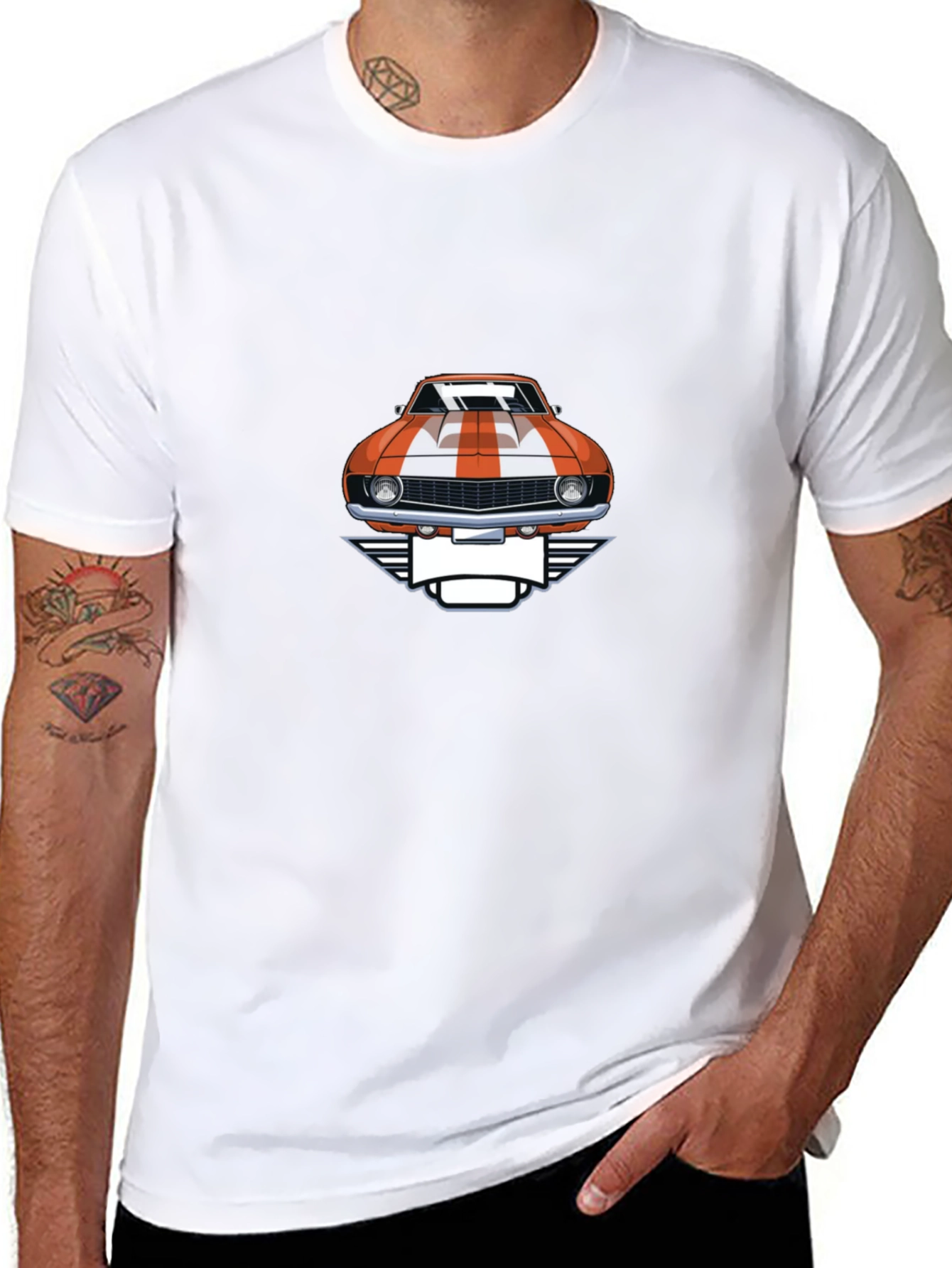 Classic Car Graphic Tee - Black Cotton T-Shirt