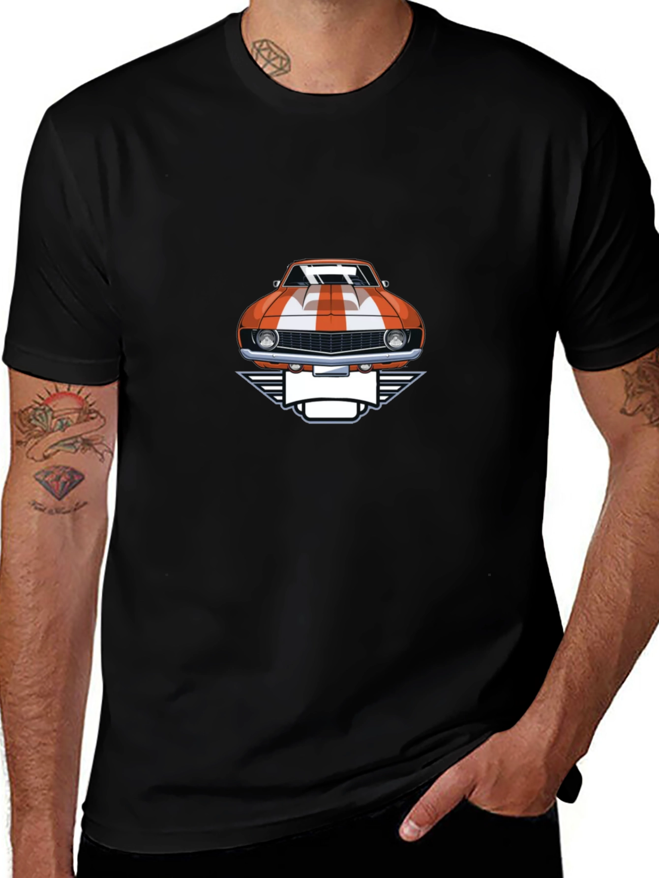 Classic Car Graphic Tee - Black Cotton T-Shirt