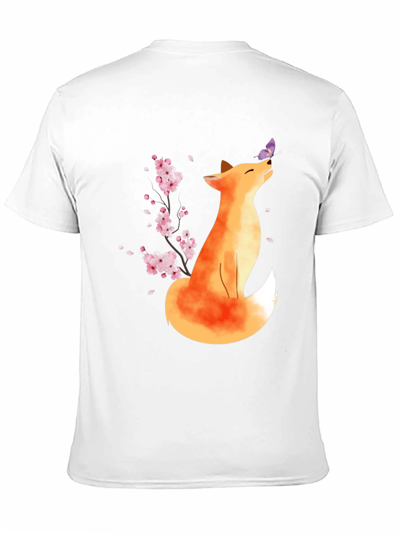 Fox and Butterfly Black T-Shirt