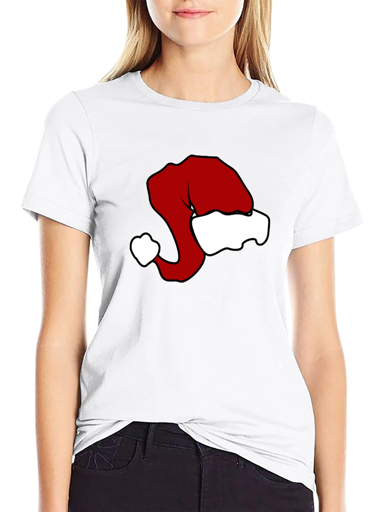 Festive Santa Hat Graphic Tee - Holiday Cheer!