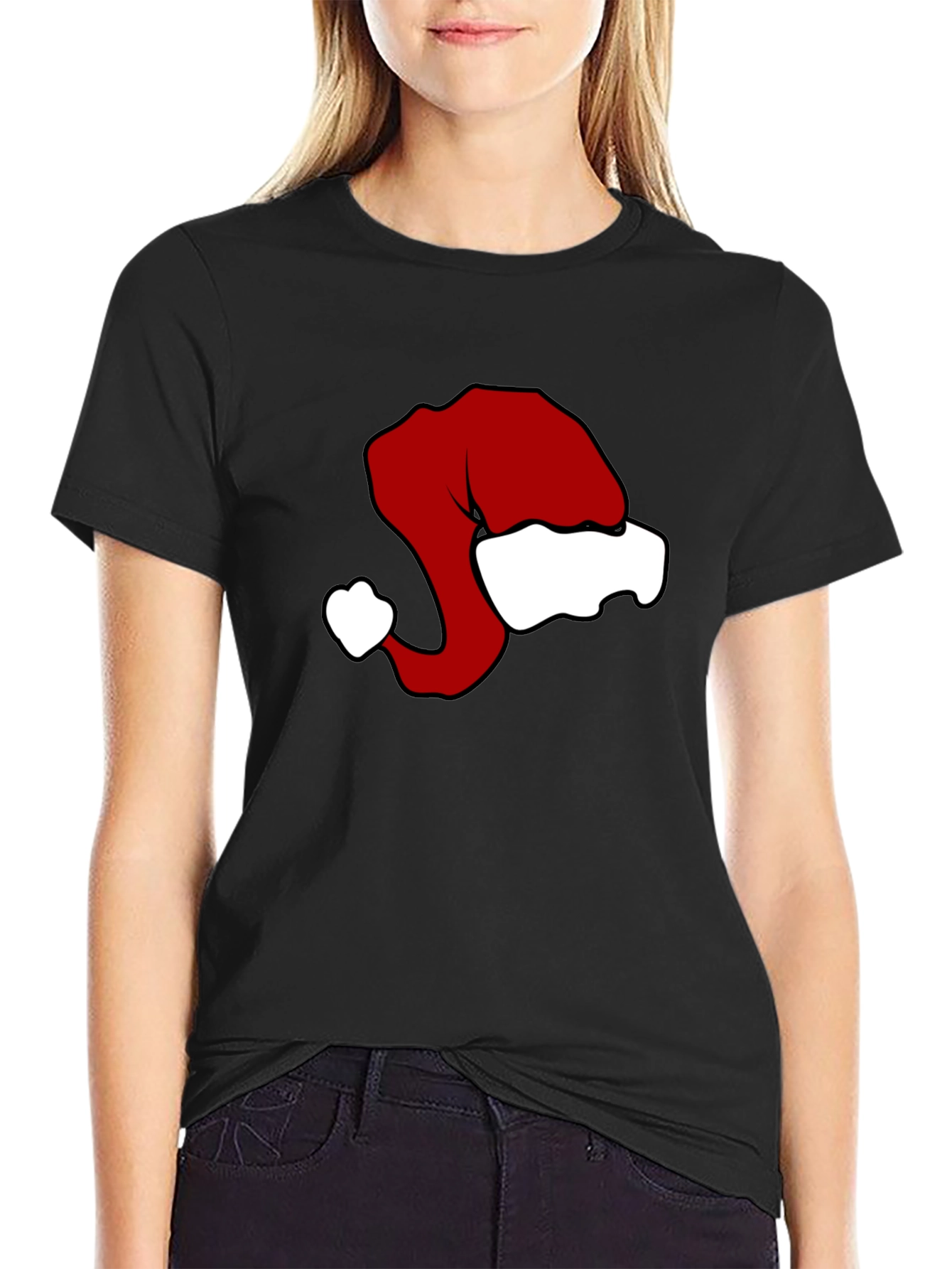 Festive Santa Hat Graphic Tee - Holiday Cheer!