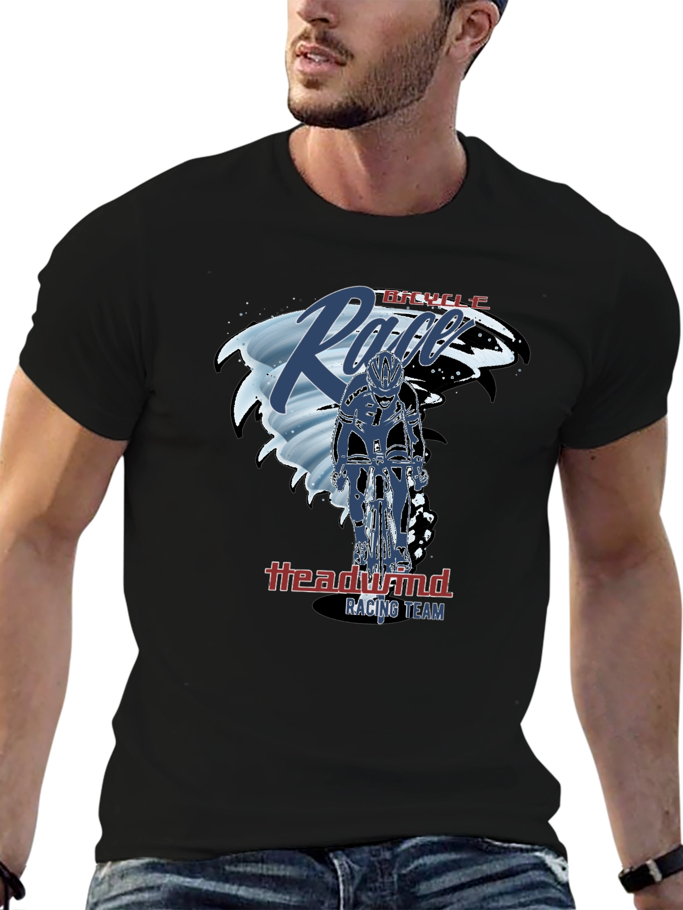 Bicycle Race T-Shirt - Headwind Racing Team - Black