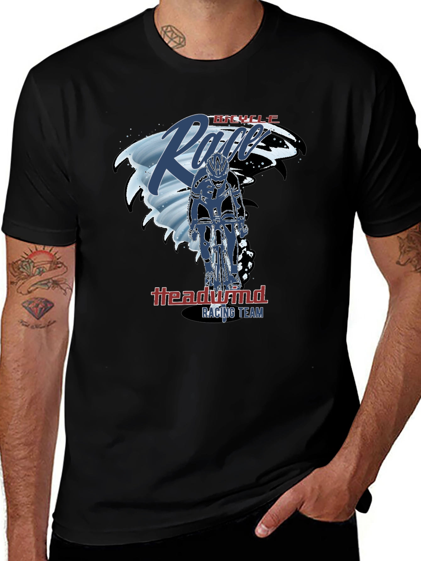 Bicycle Race T-Shirt - Headwind Racing Team - Black