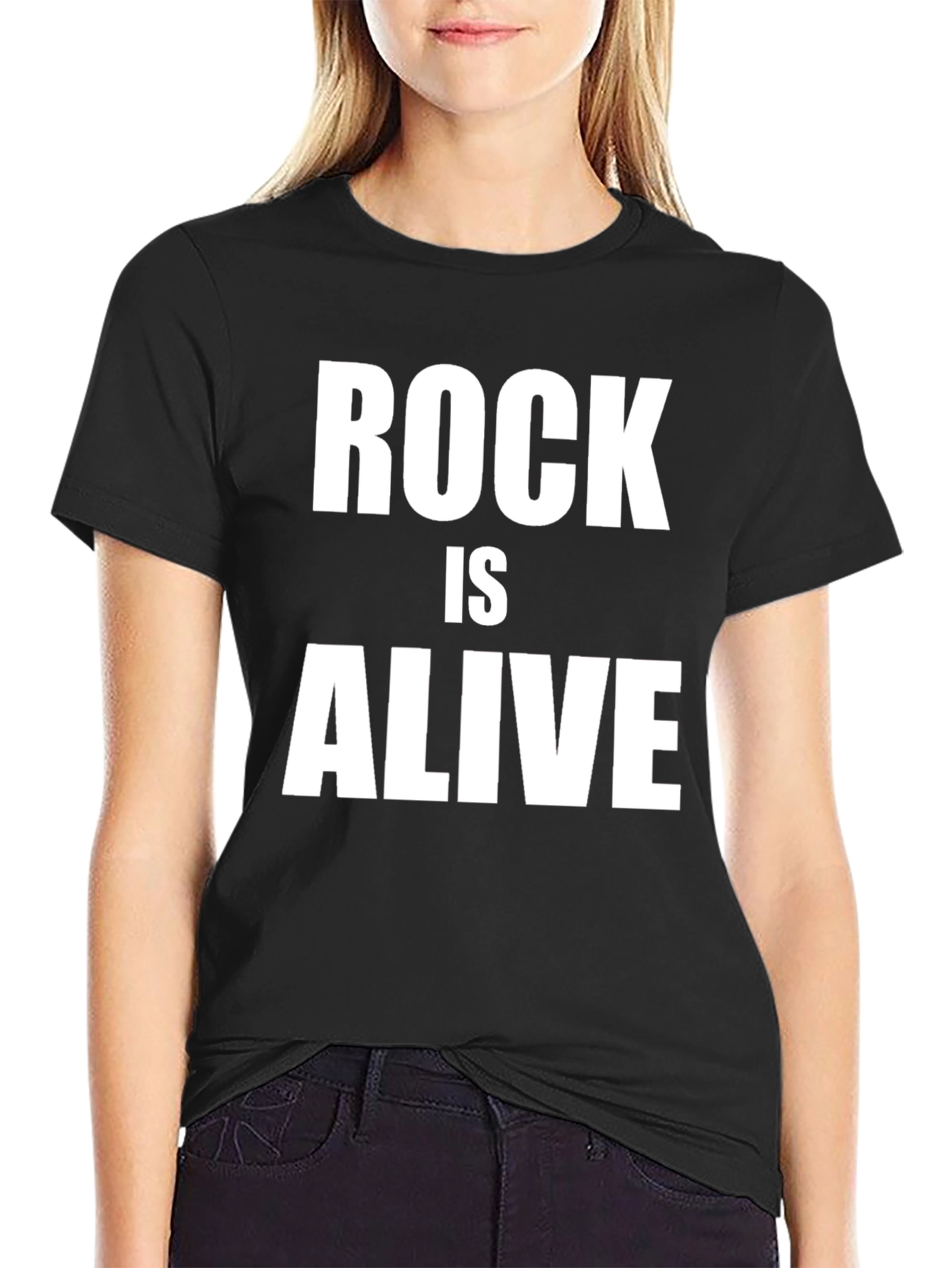 Rock Is Alive Black Graphic T-Shirt