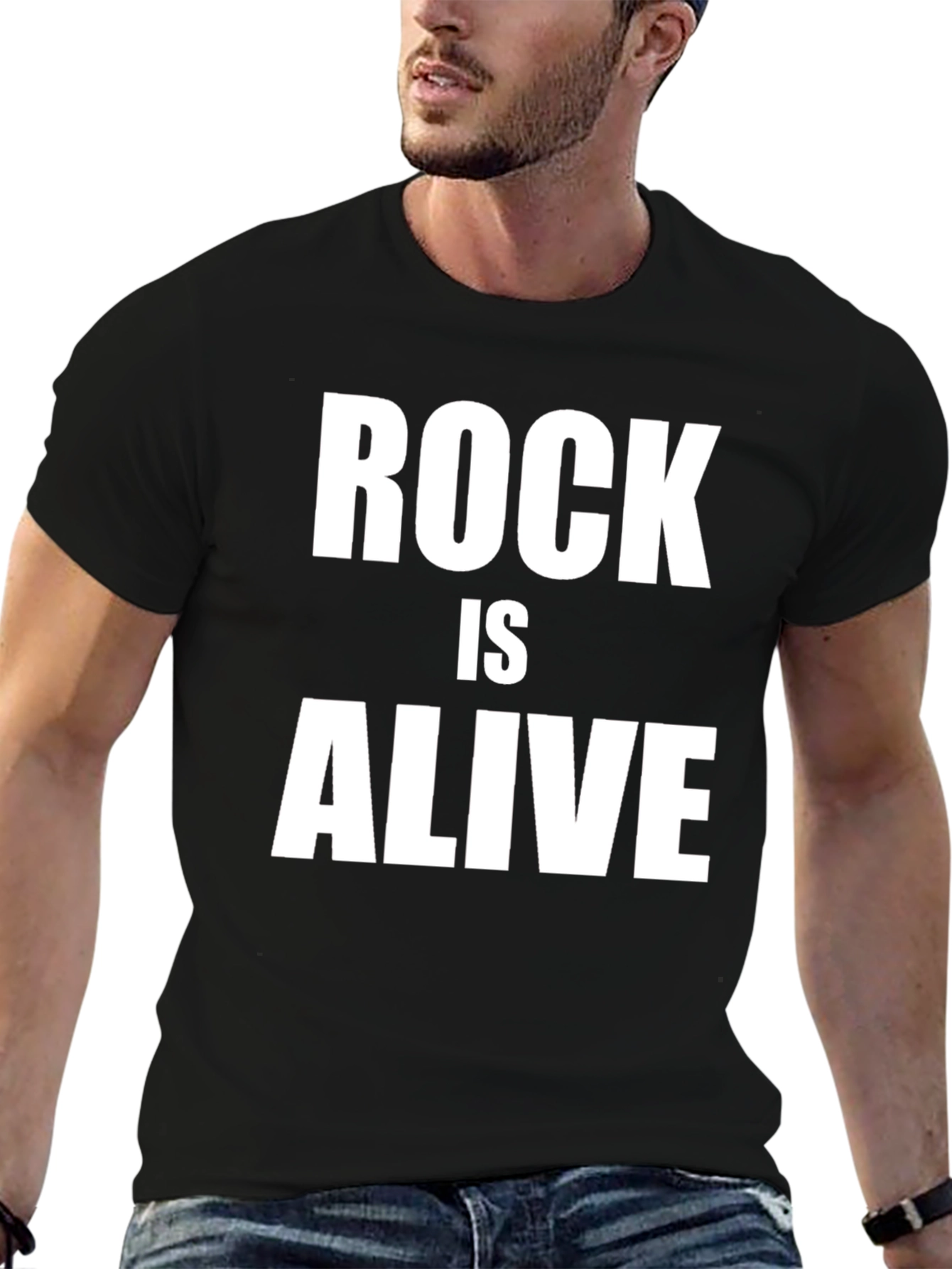 Rock Is Alive Black Graphic T-Shirt