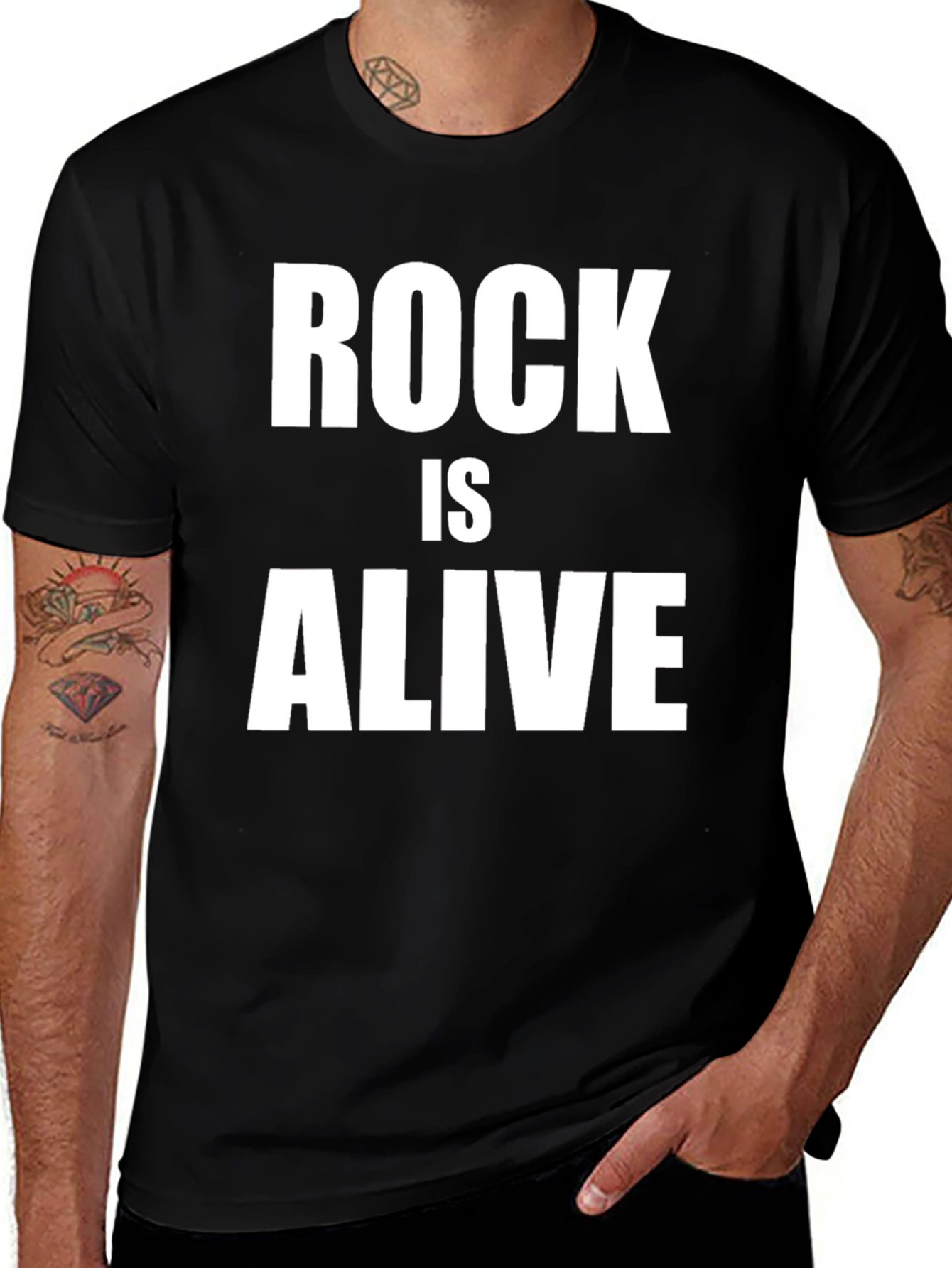 Rock Is Alive Black Graphic T-Shirt