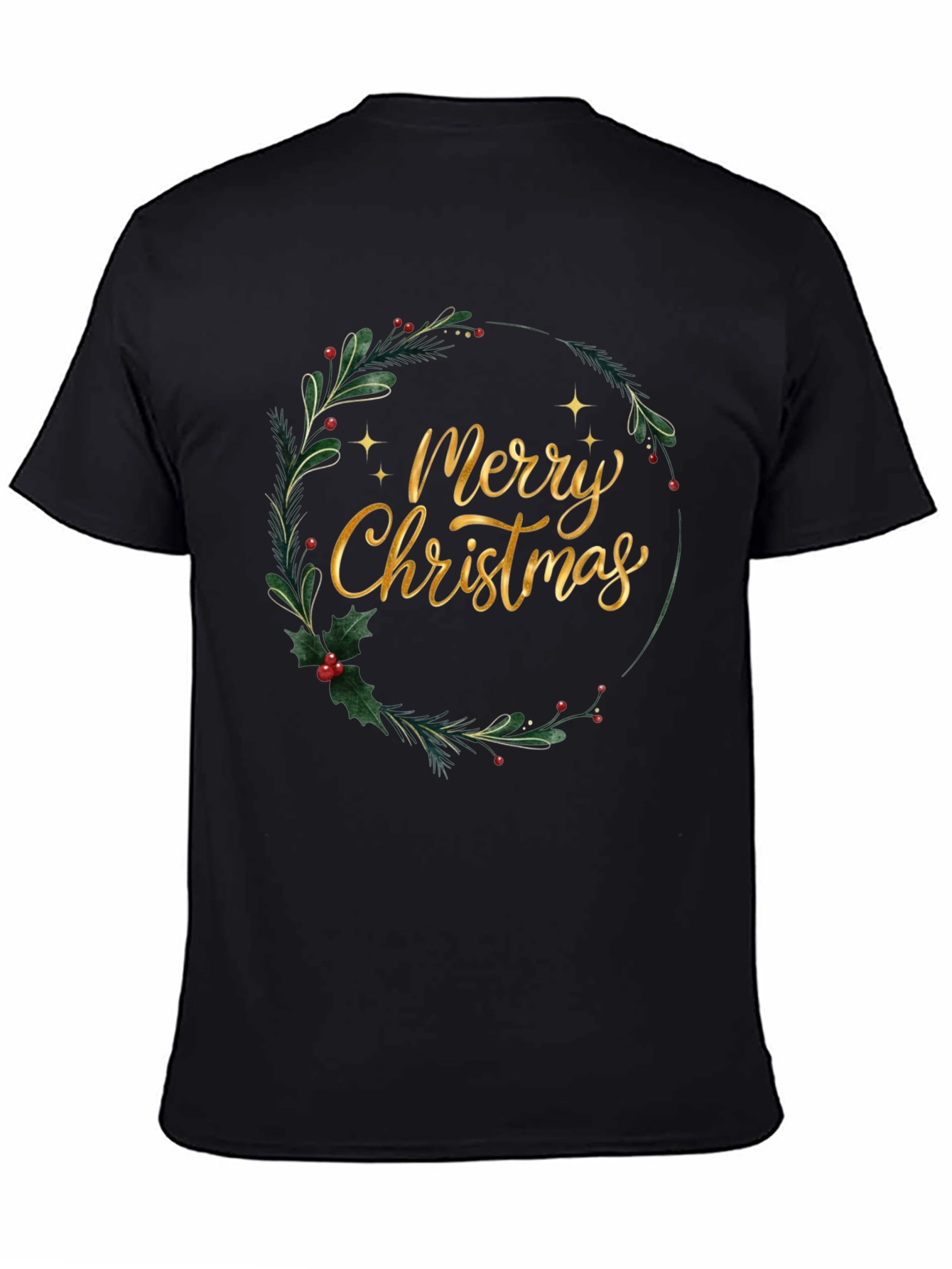 Merry Christmas Wreath T-Shirt - Holiday Festive Tee