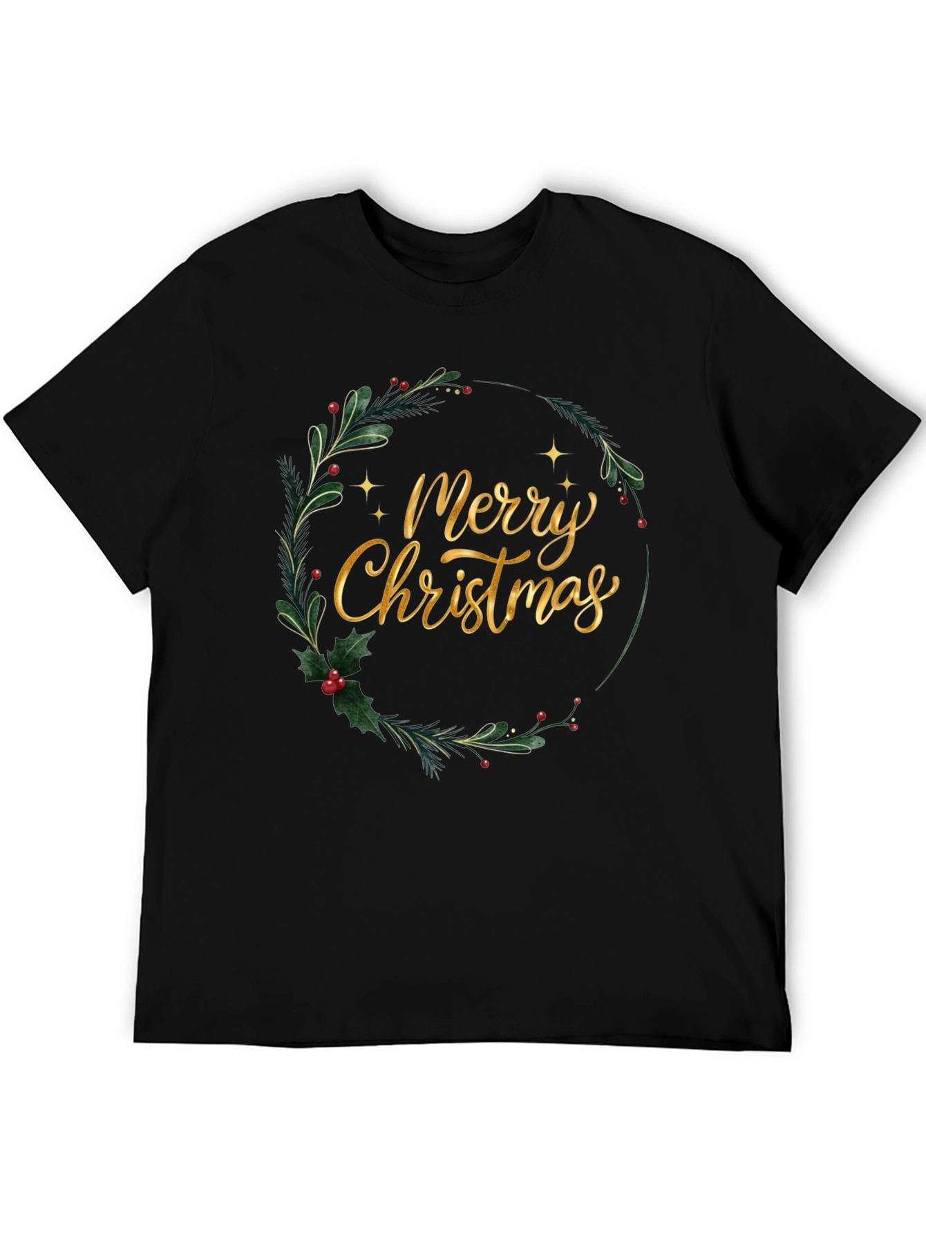 Merry Christmas Wreath T-Shirt - Holiday Festive Tee