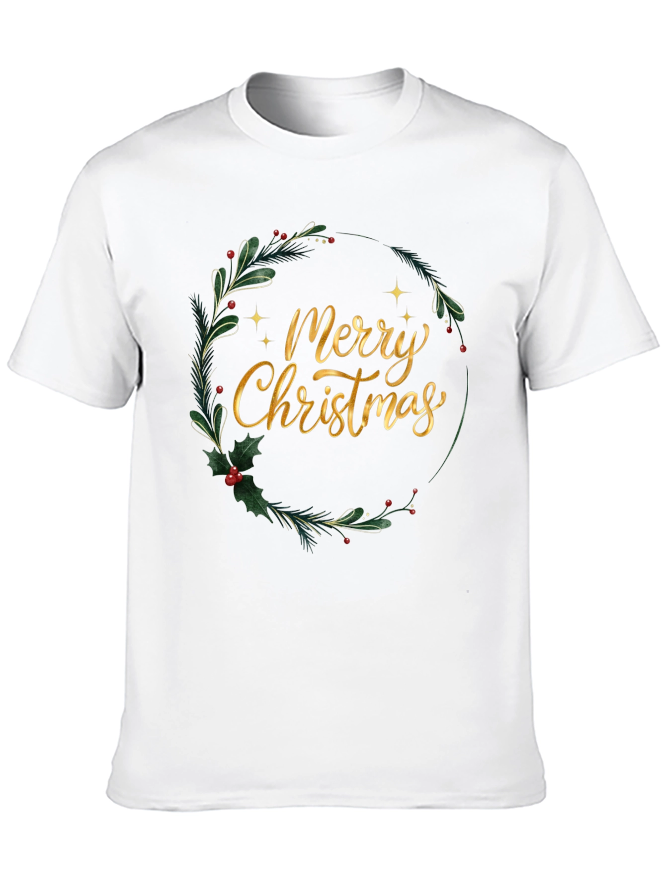 Merry Christmas Wreath T-Shirt - Holiday Festive Tee