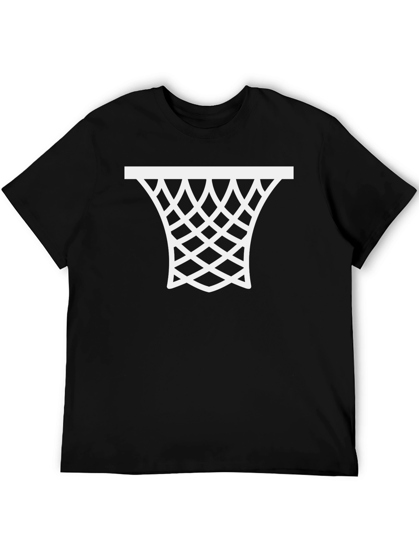 Basketball Net Graphic Tee - Black Cotton T-Shirt