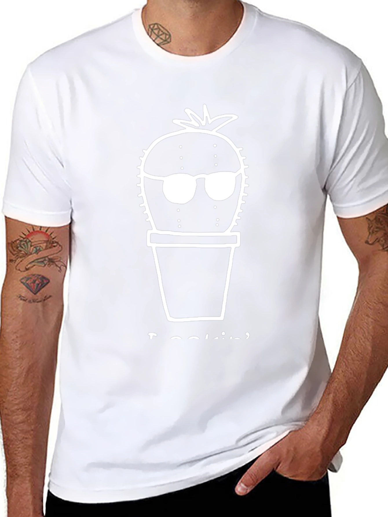 Cool Cactus Graphic Tee - Black Cotton T-Shirt