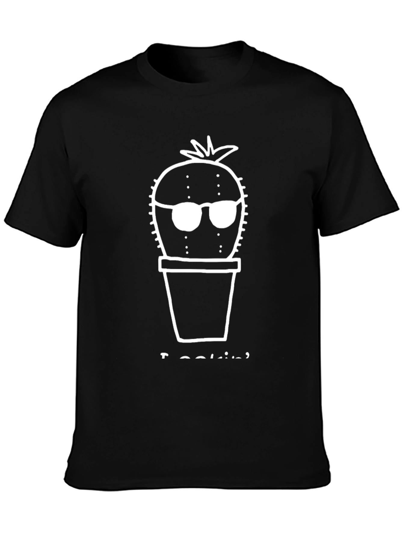 Cool Cactus Graphic Tee - Black Cotton T-Shirt