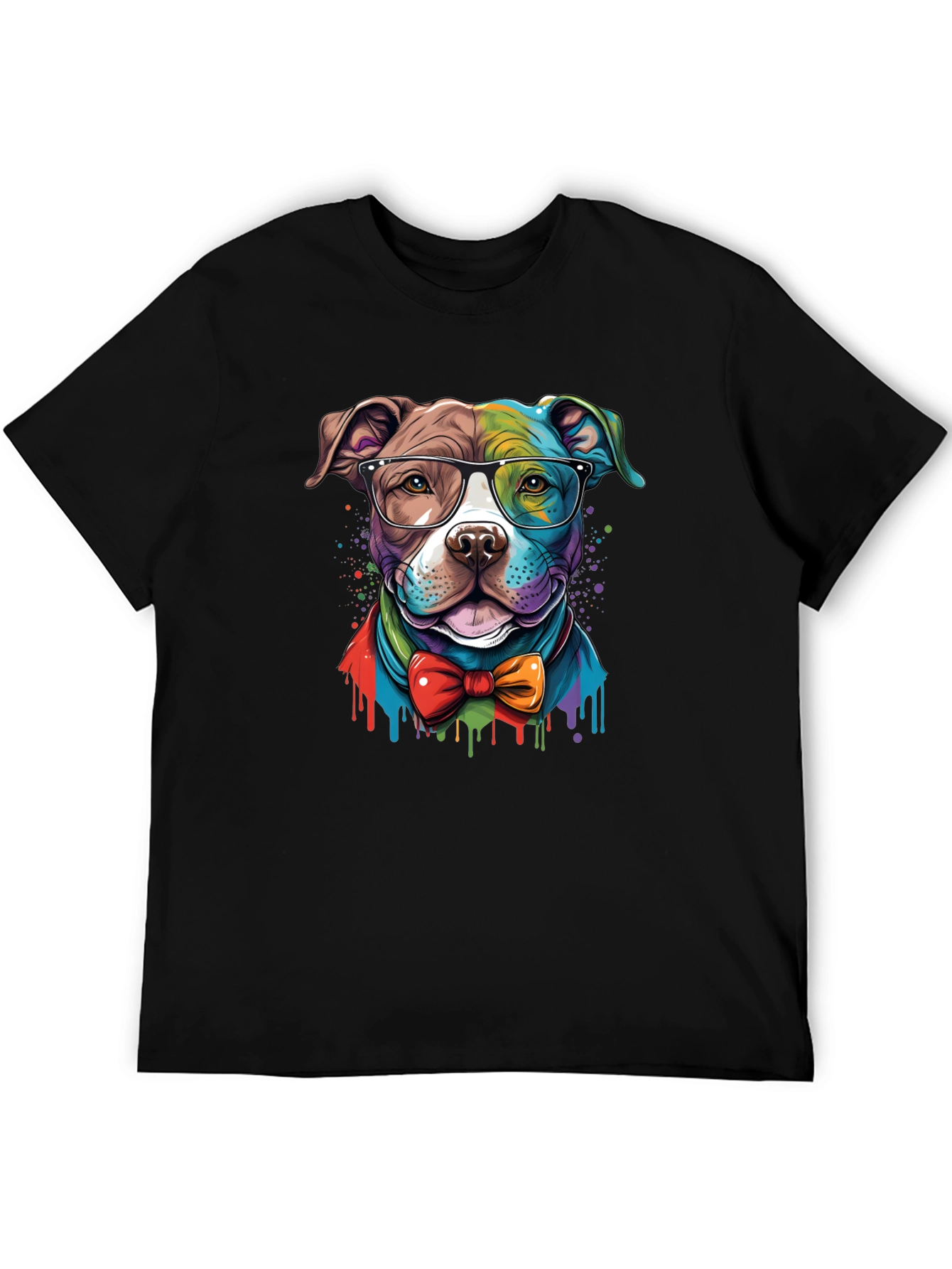 Dog with Glasses Graphic Tee - Black