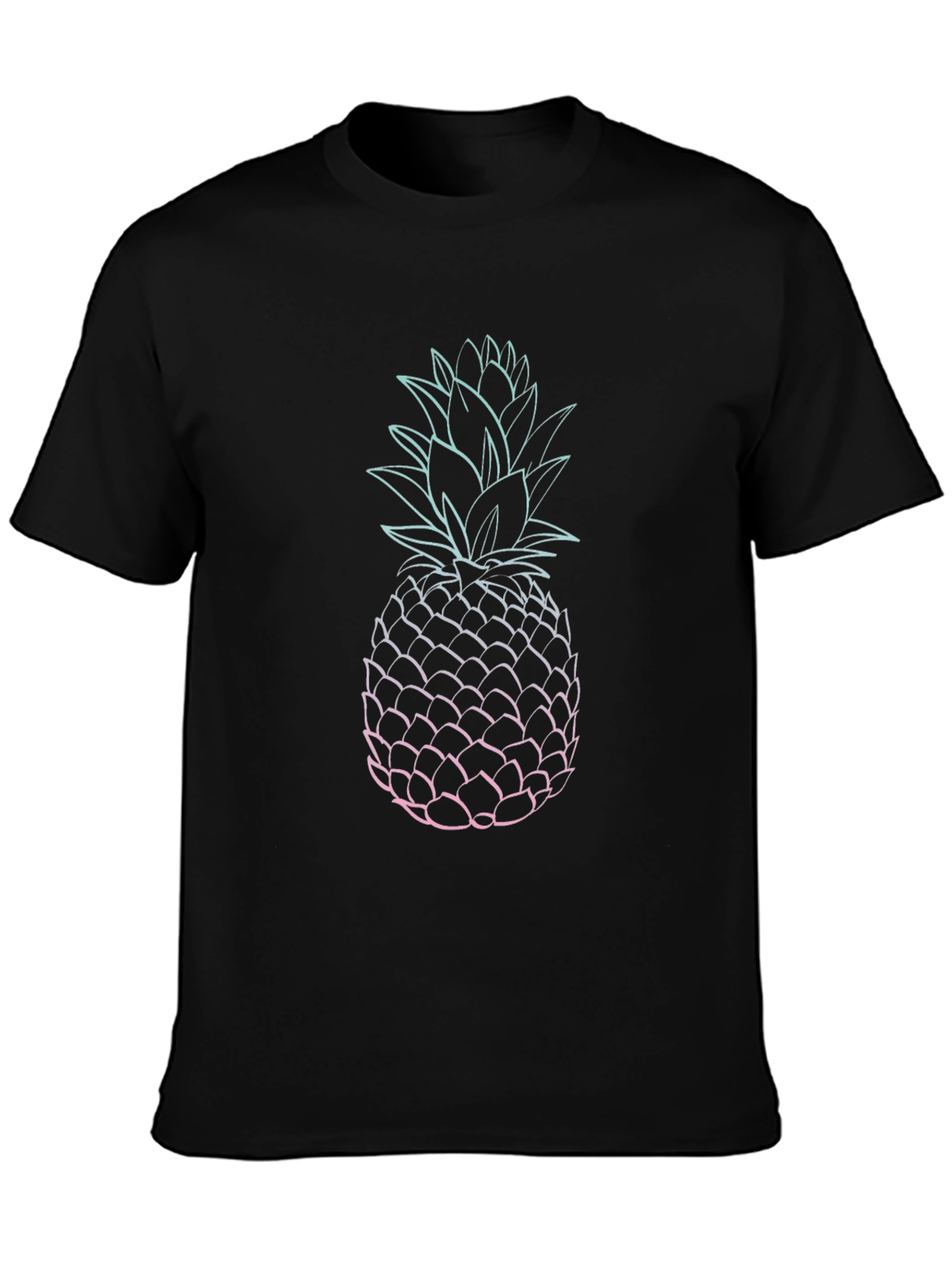 Pineapple Graphic Print Black T-Shirt