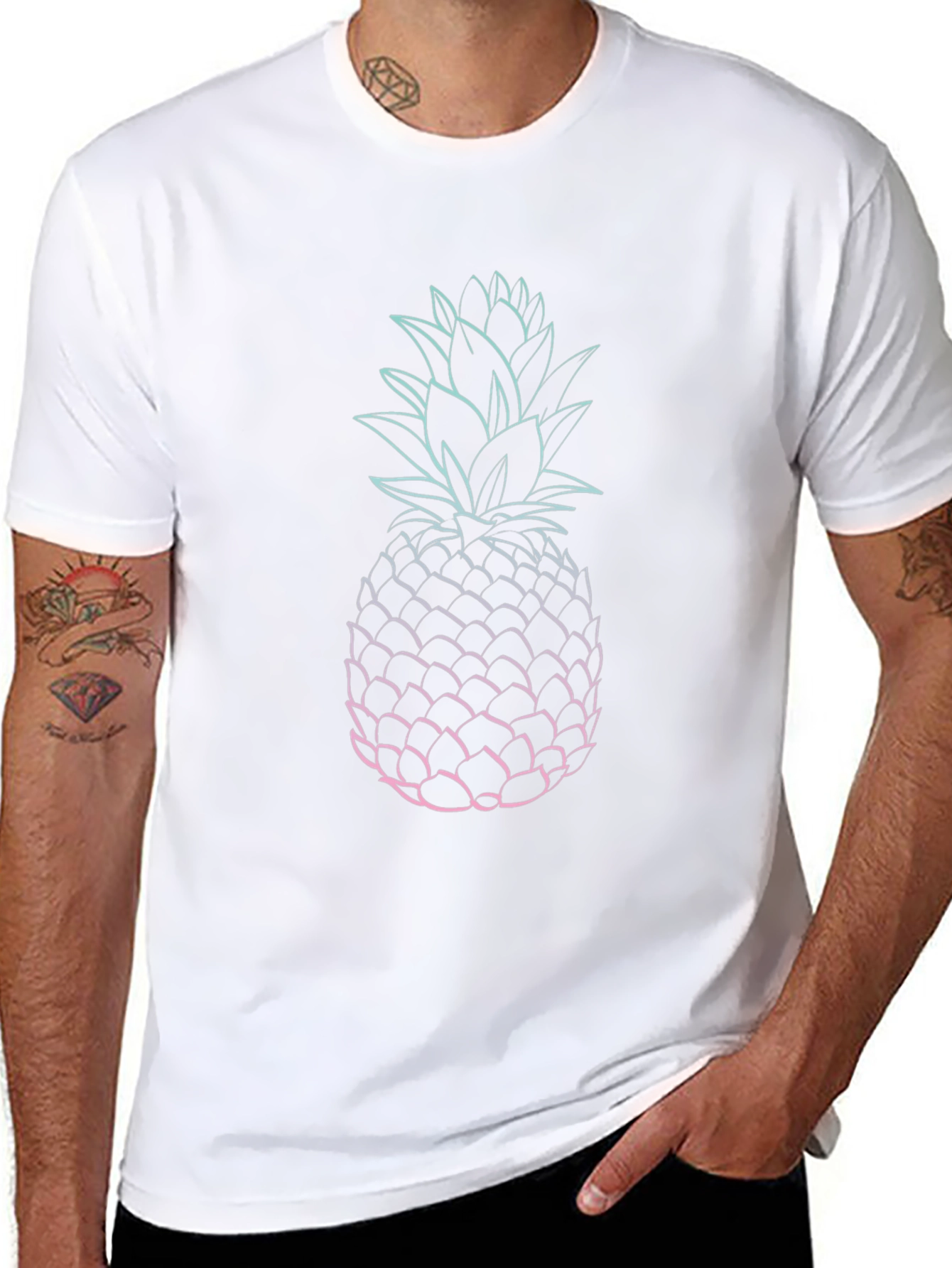 Pineapple Graphic Print Black T-Shirt