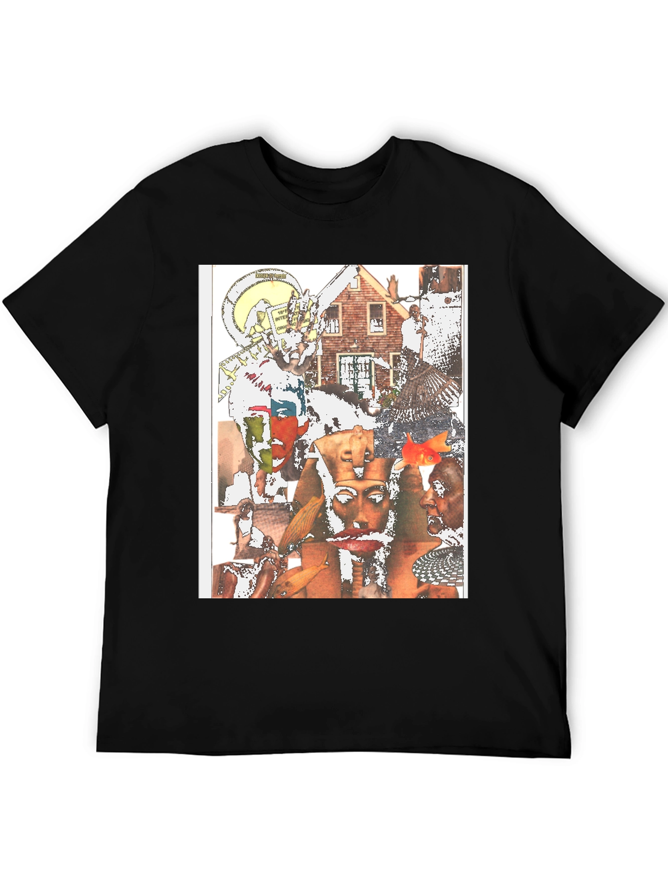 Unique Collage Graphic Tee - Black