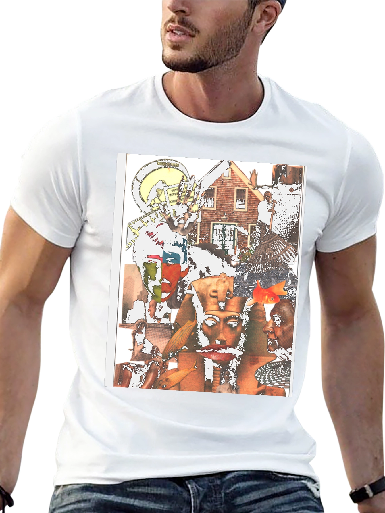 Unique Collage Graphic Tee - Black