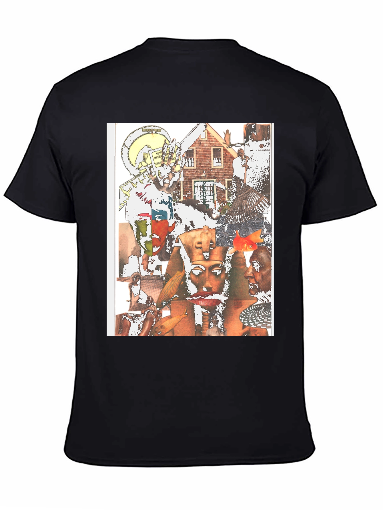 Unique Collage Graphic Tee - Black