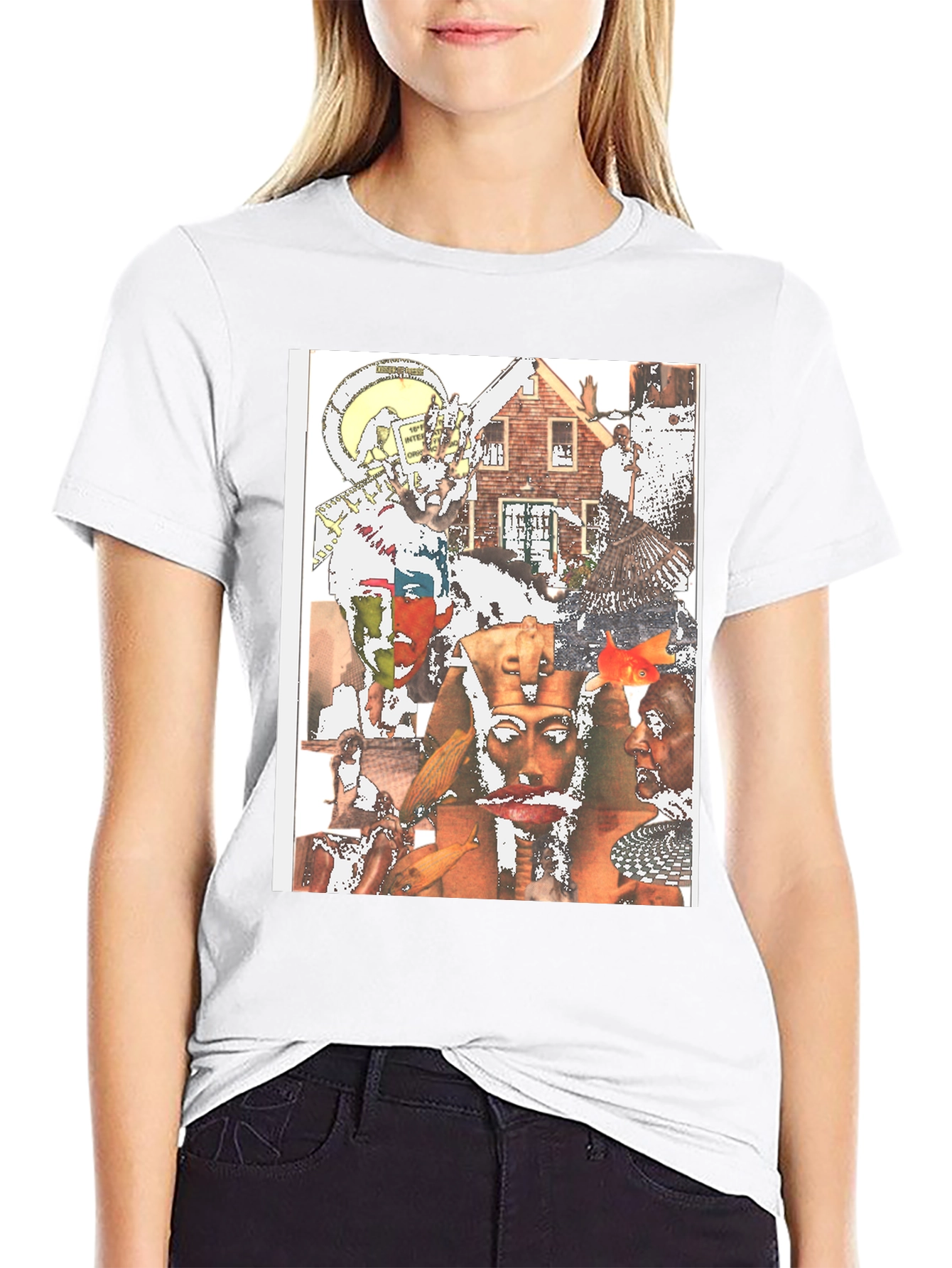 Unique Collage Graphic Tee - Black