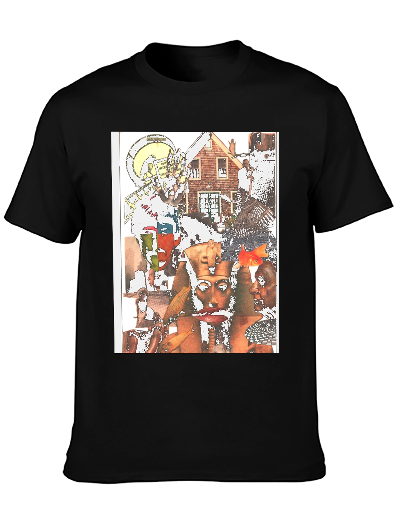 Unique Collage Graphic Tee - Black