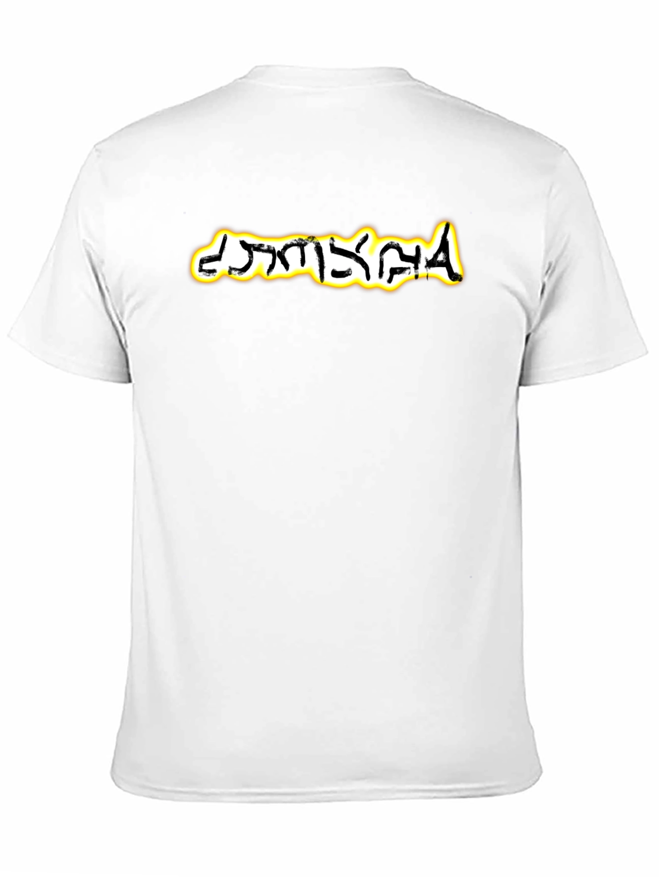 Graphic Tee: Unique Script Soft Black Cotton