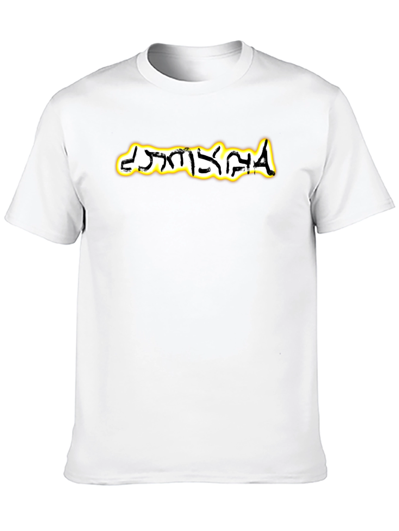 Graphic Tee: Unique Script Soft Black Cotton