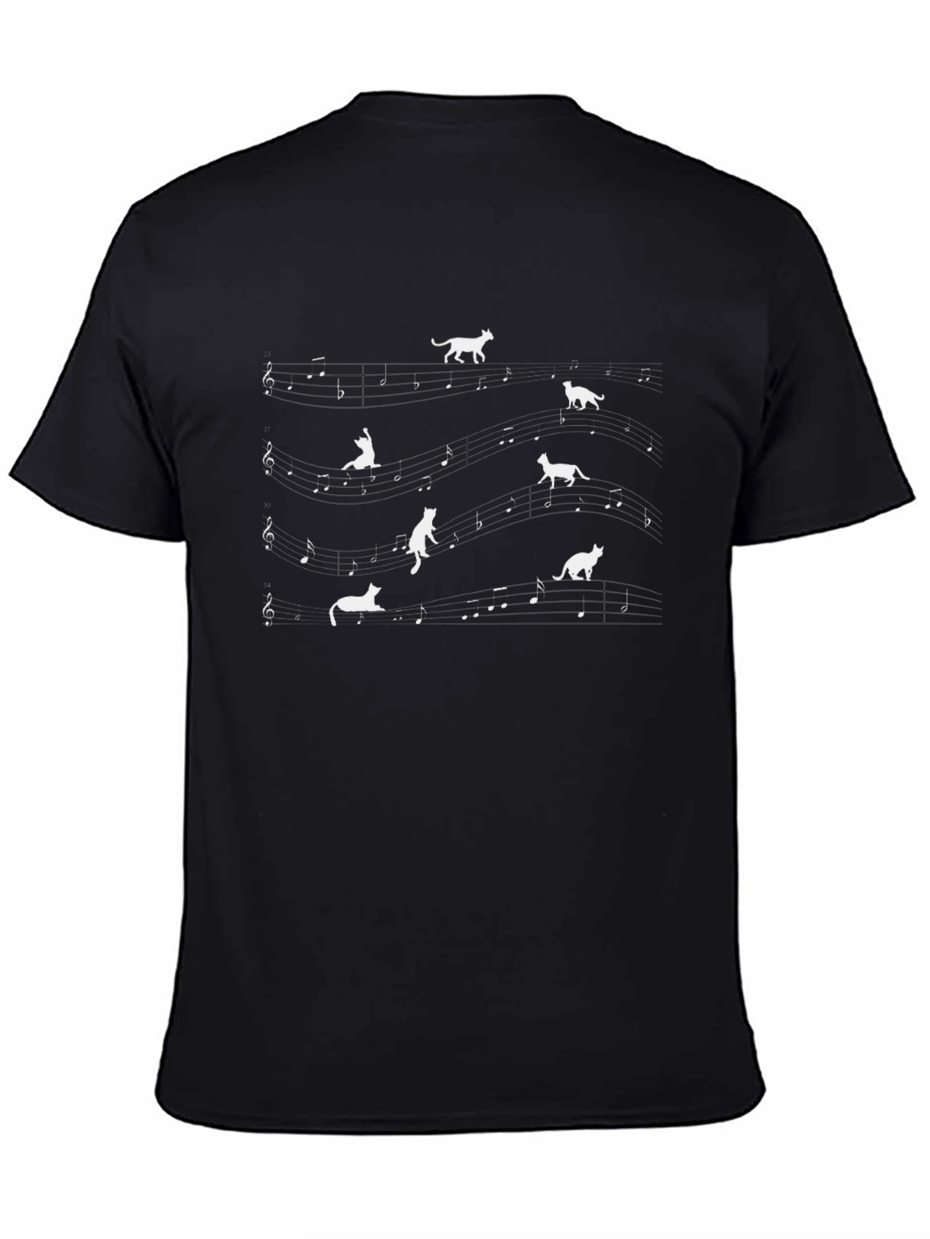 Musical Cats Graphic T-Shirt - Black