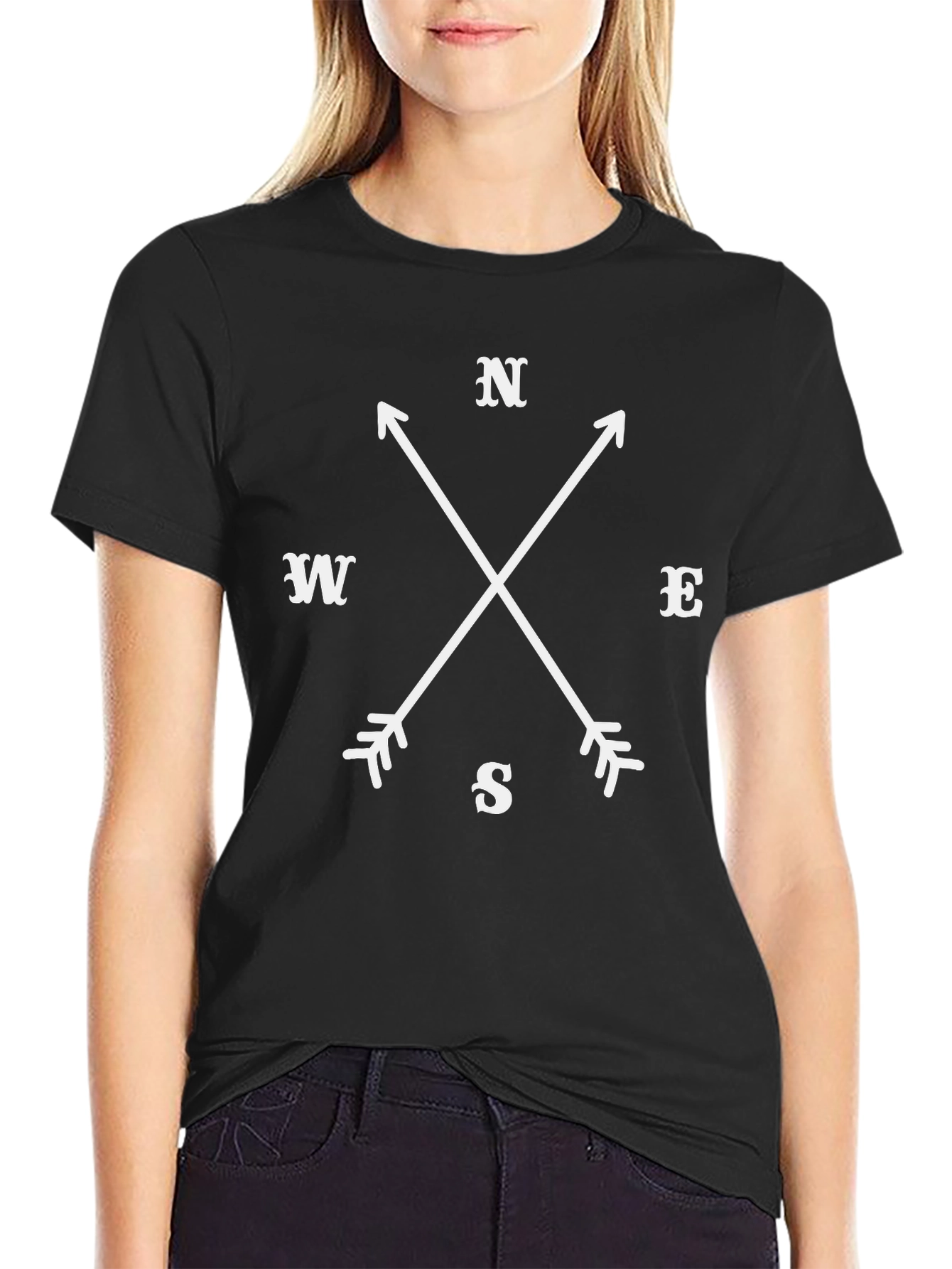 Compass Arrows Graphic Tee - Black