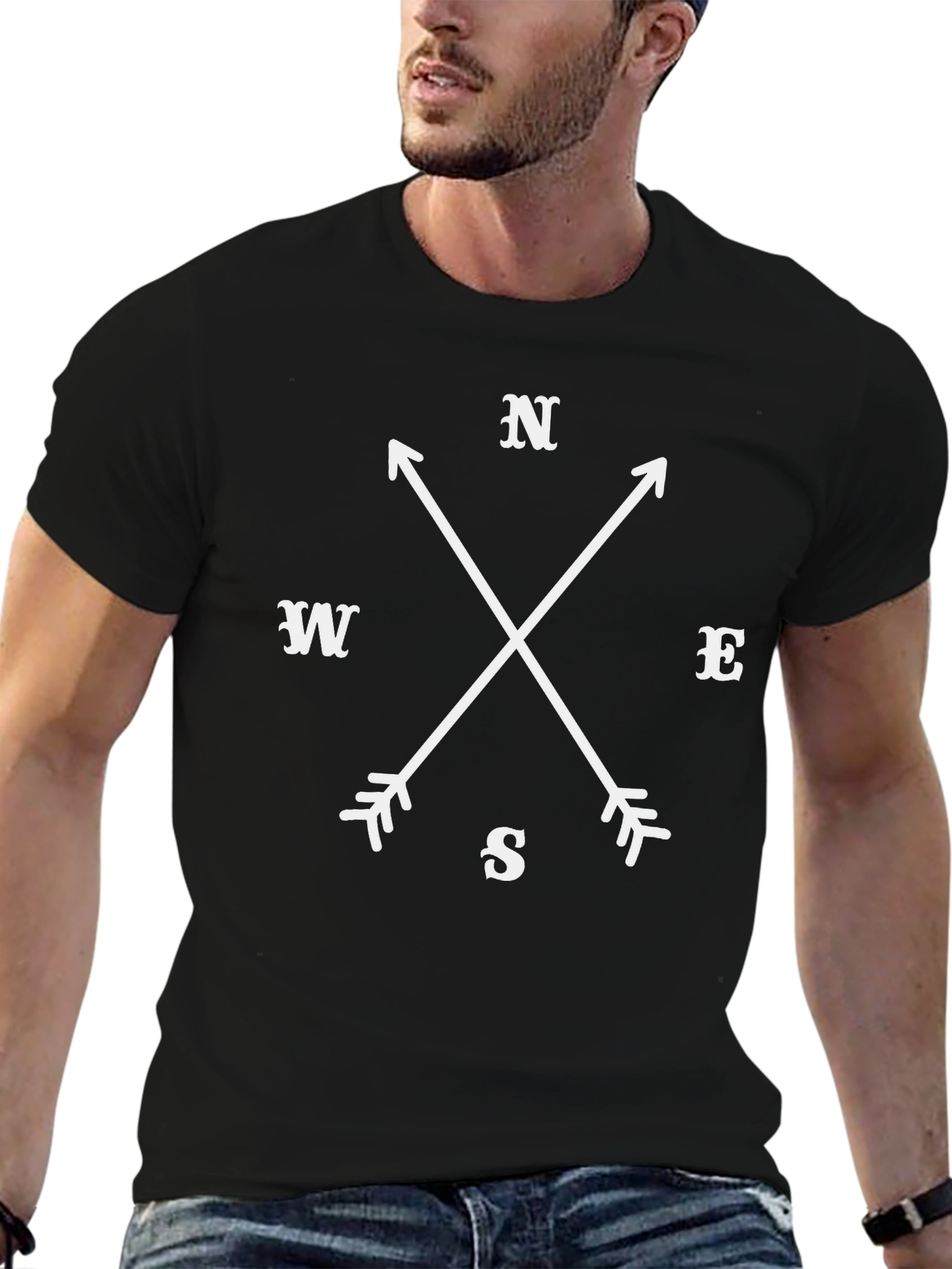 Compass Arrows Graphic Tee - Black