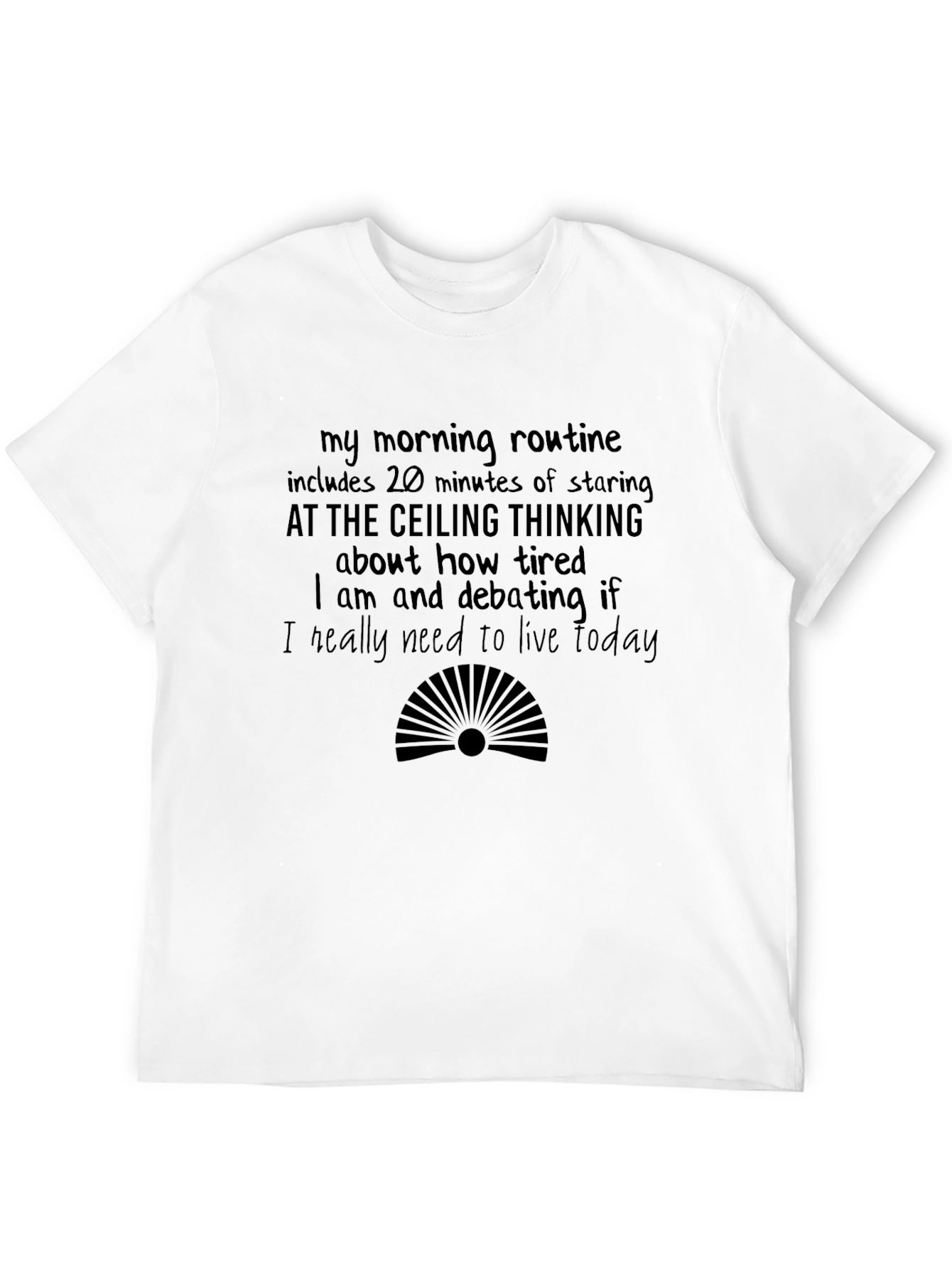 Humorous Morning Routine Black T-Shirt
