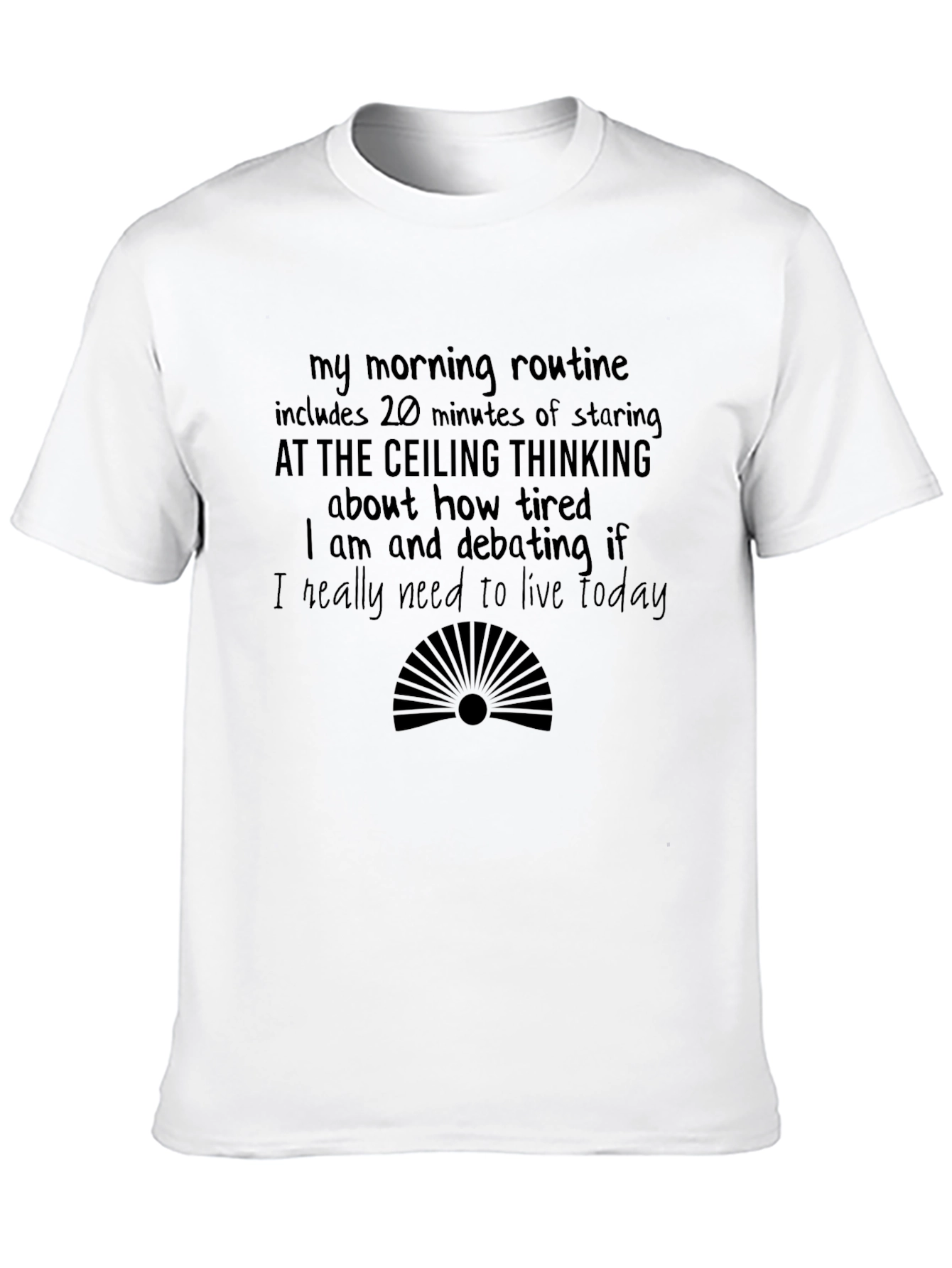 Humorous Morning Routine Black T-Shirt