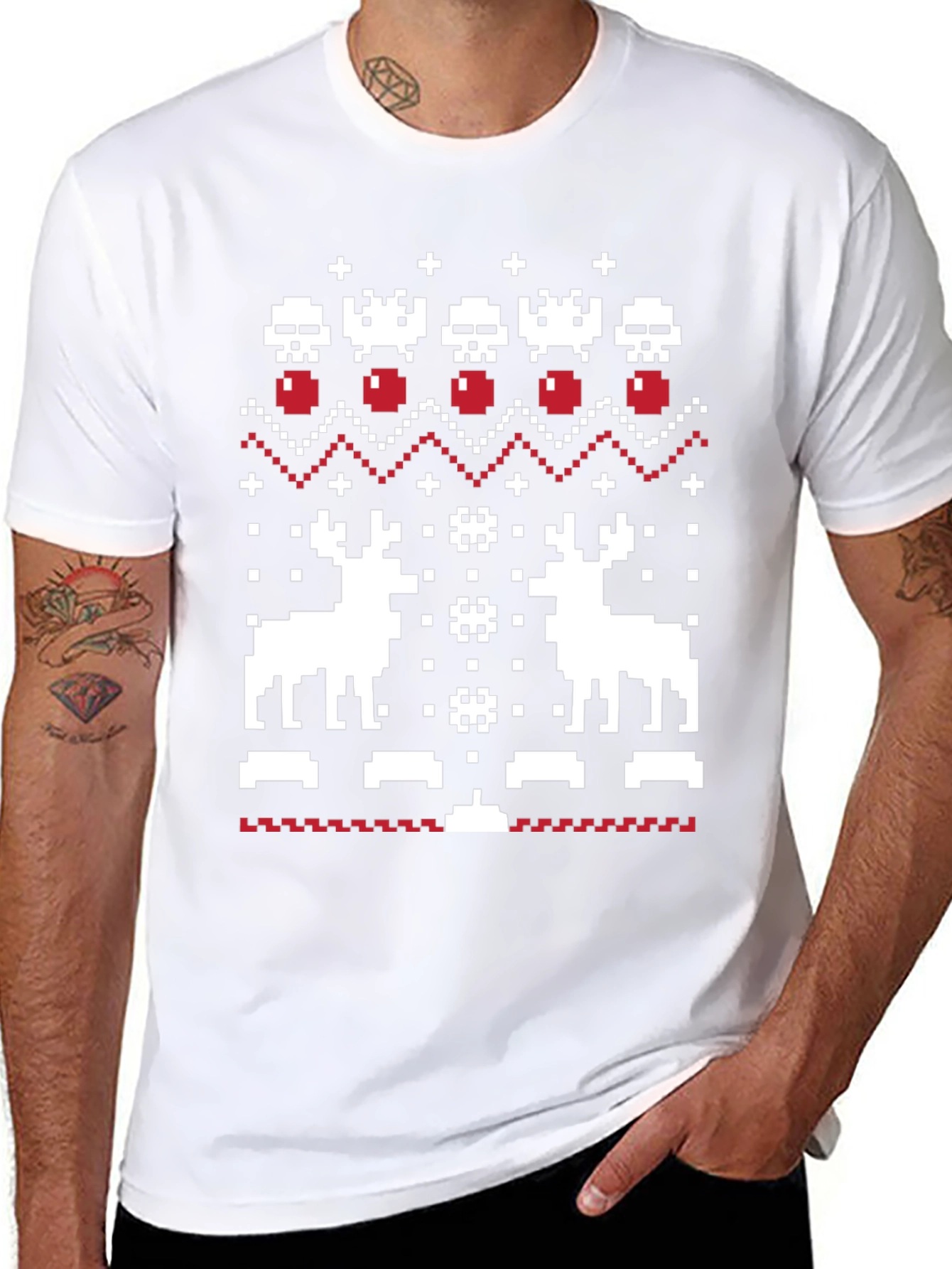 Pixel Art Christmas Deer T-Shirt