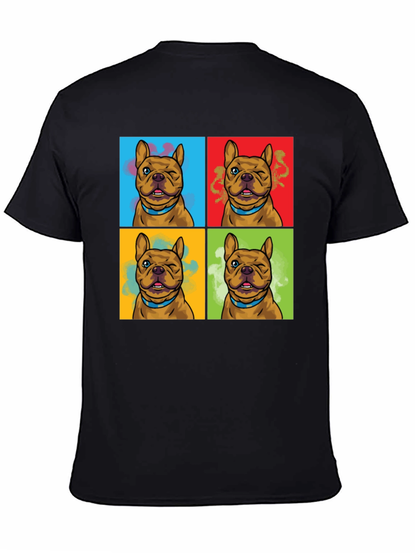 Pop Art Bulldog Graphic Tee - Black T-Shirt