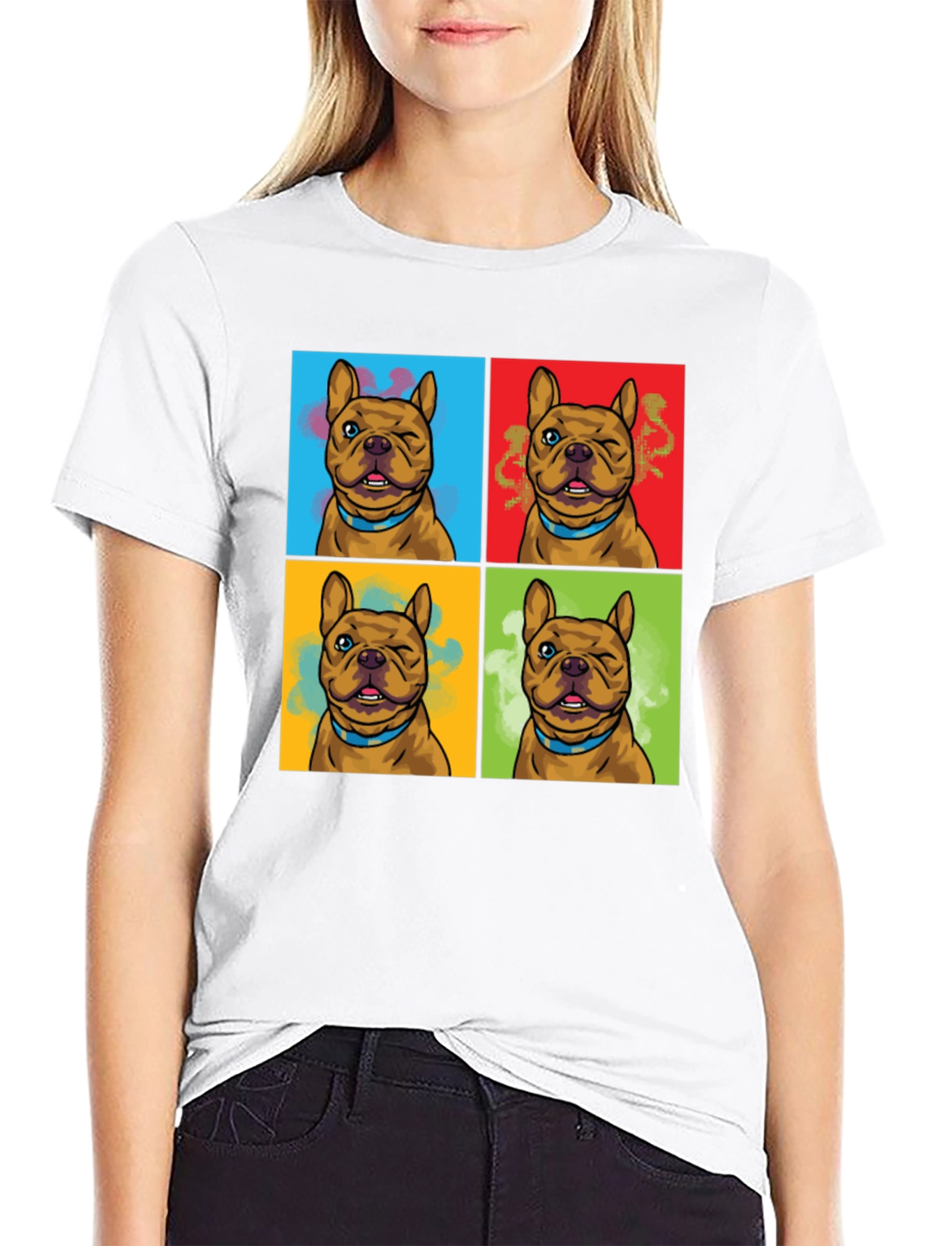 Pop Art Bulldog Graphic Tee - Black T-Shirt