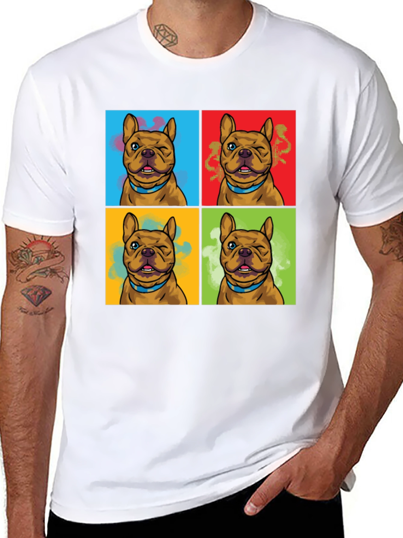 Pop Art Bulldog Graphic Tee - Black T-Shirt