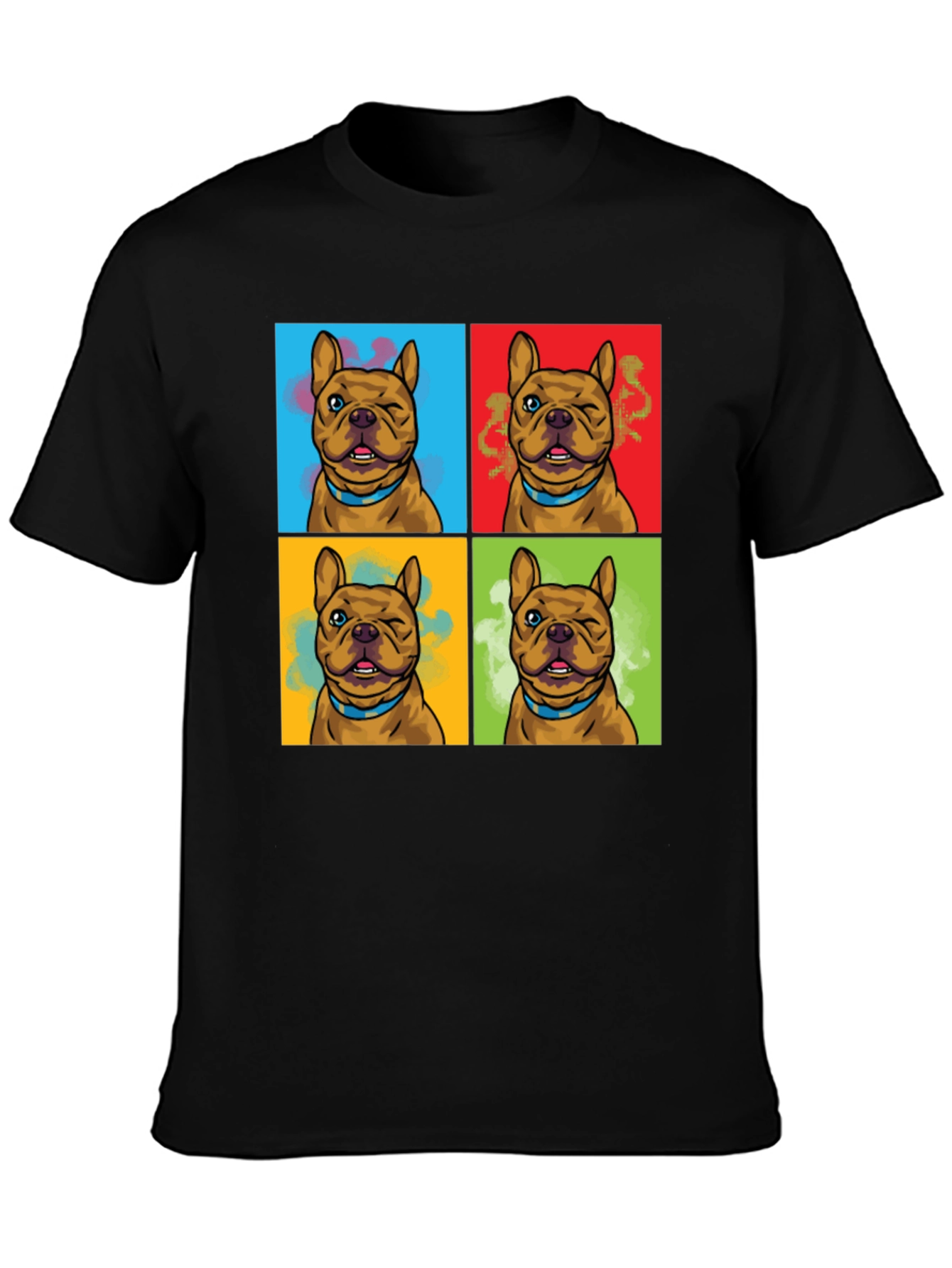 Pop Art Bulldog Graphic Tee - Black T-Shirt