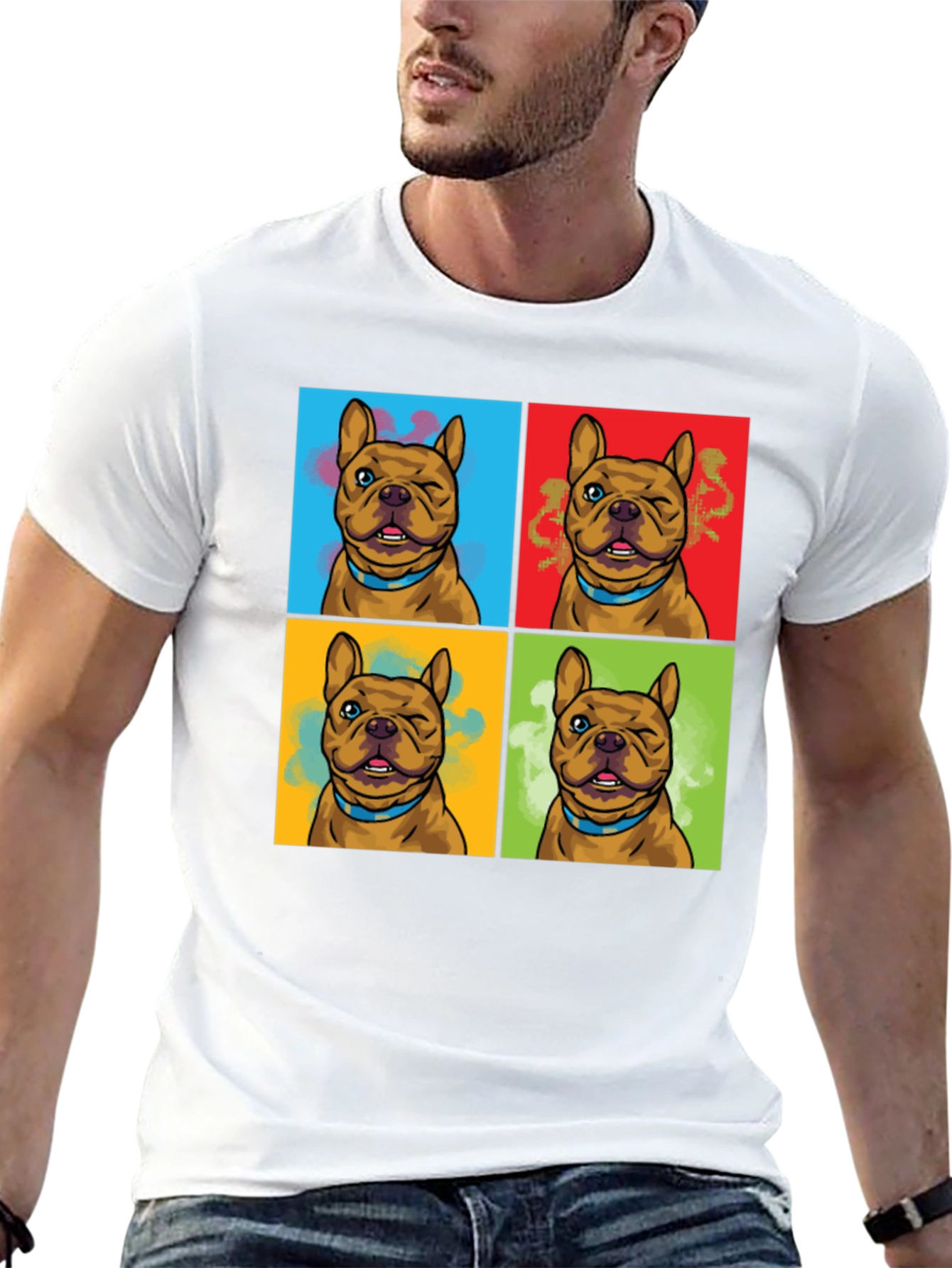 Pop Art Bulldog Graphic Tee - Black T-Shirt