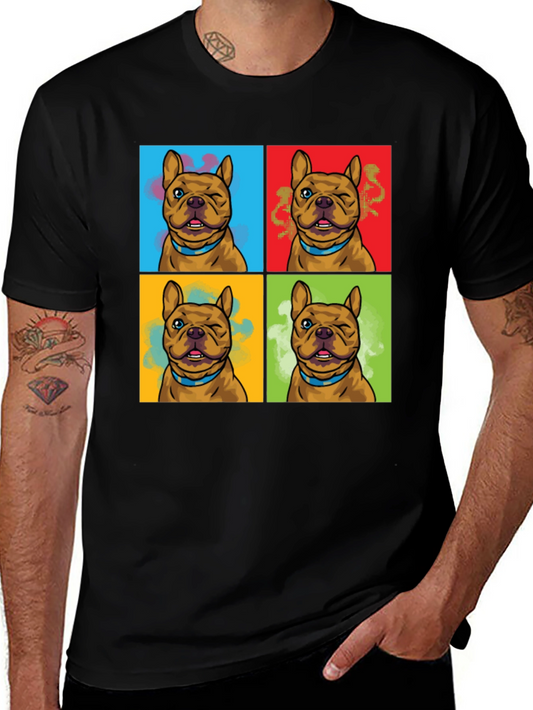 Pop Art Bulldog Graphic Tee - Black T-Shirt