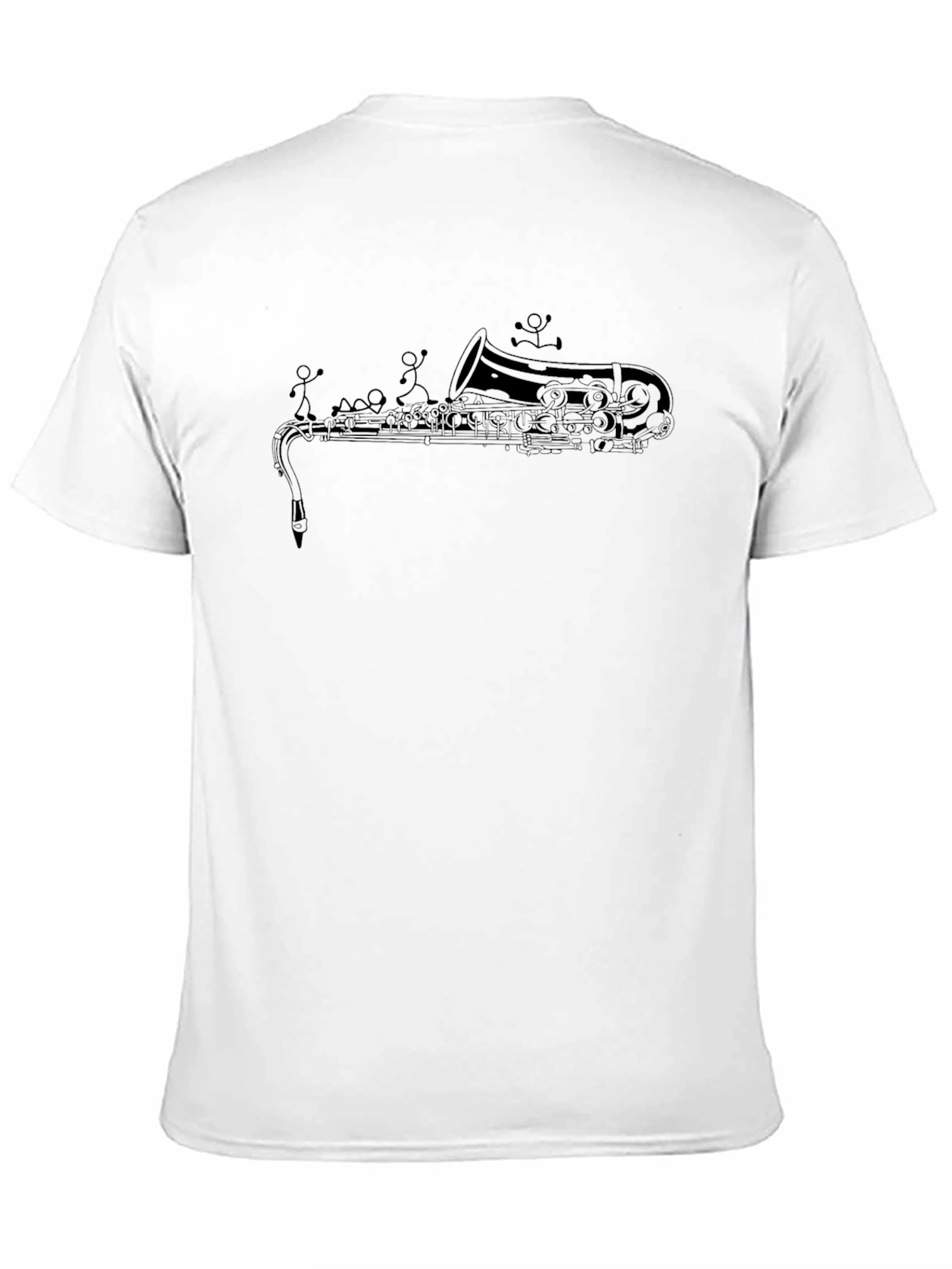 Saxophone Stick Figures Graphic T-Shirt - Unique Music Tee