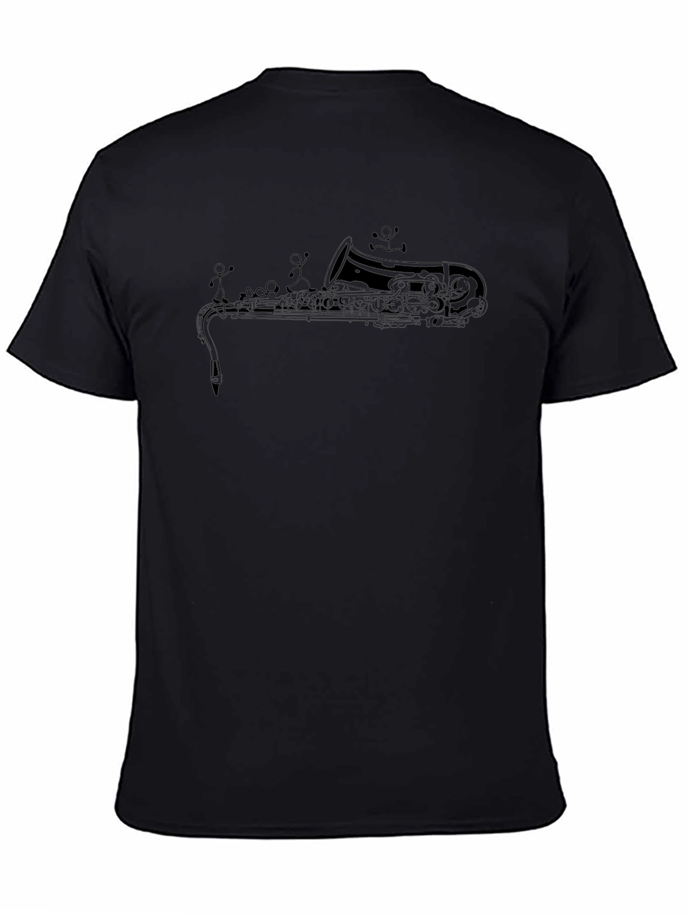 Saxophone Stick Figures Graphic T-Shirt - Unique Music Tee