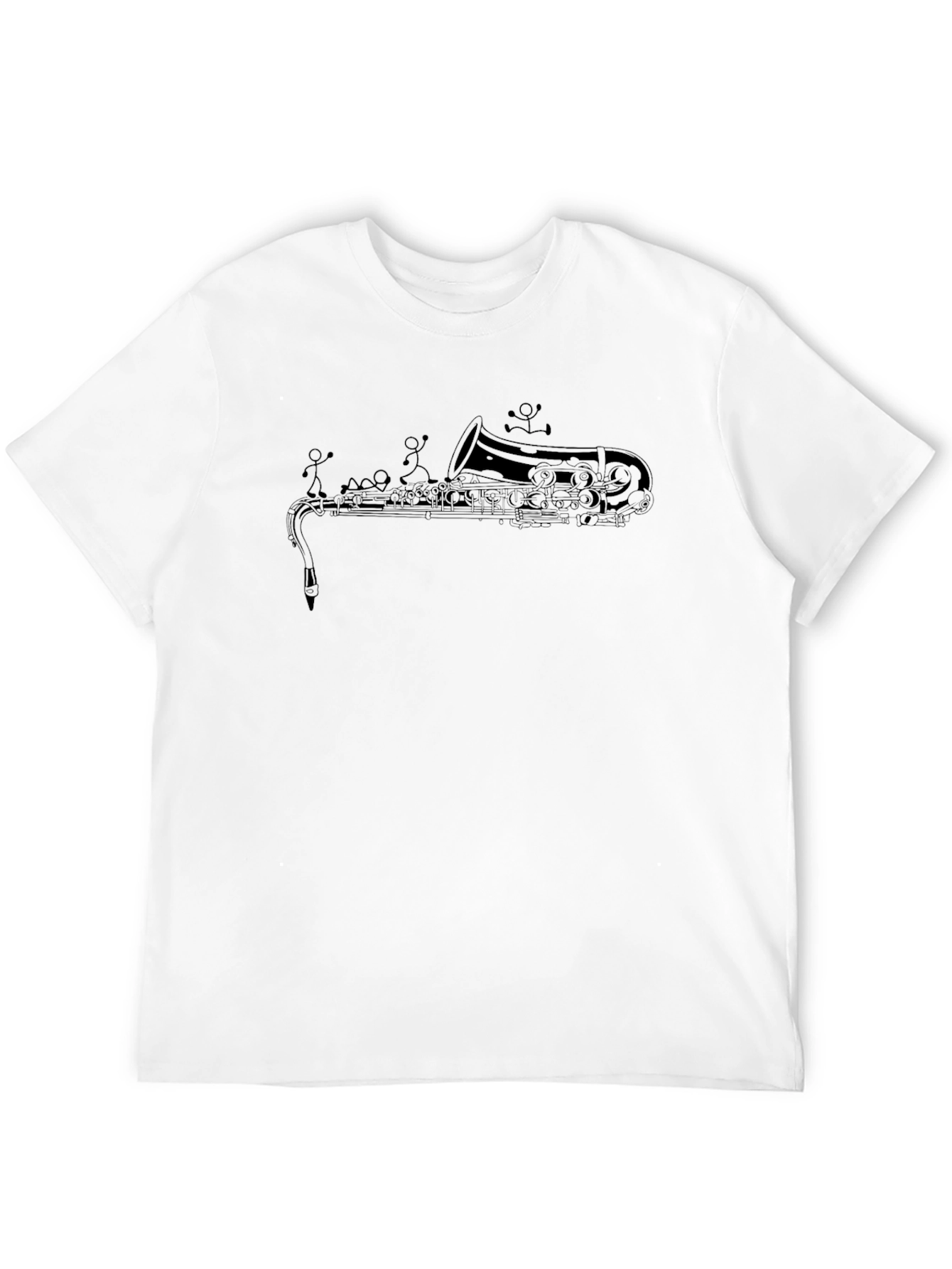 Saxophone Stick Figures Graphic T-Shirt - Unique Music Tee