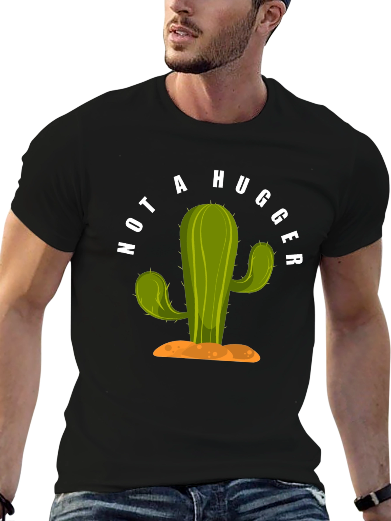 Not A Hugger Cactus Graphic T-Shirt