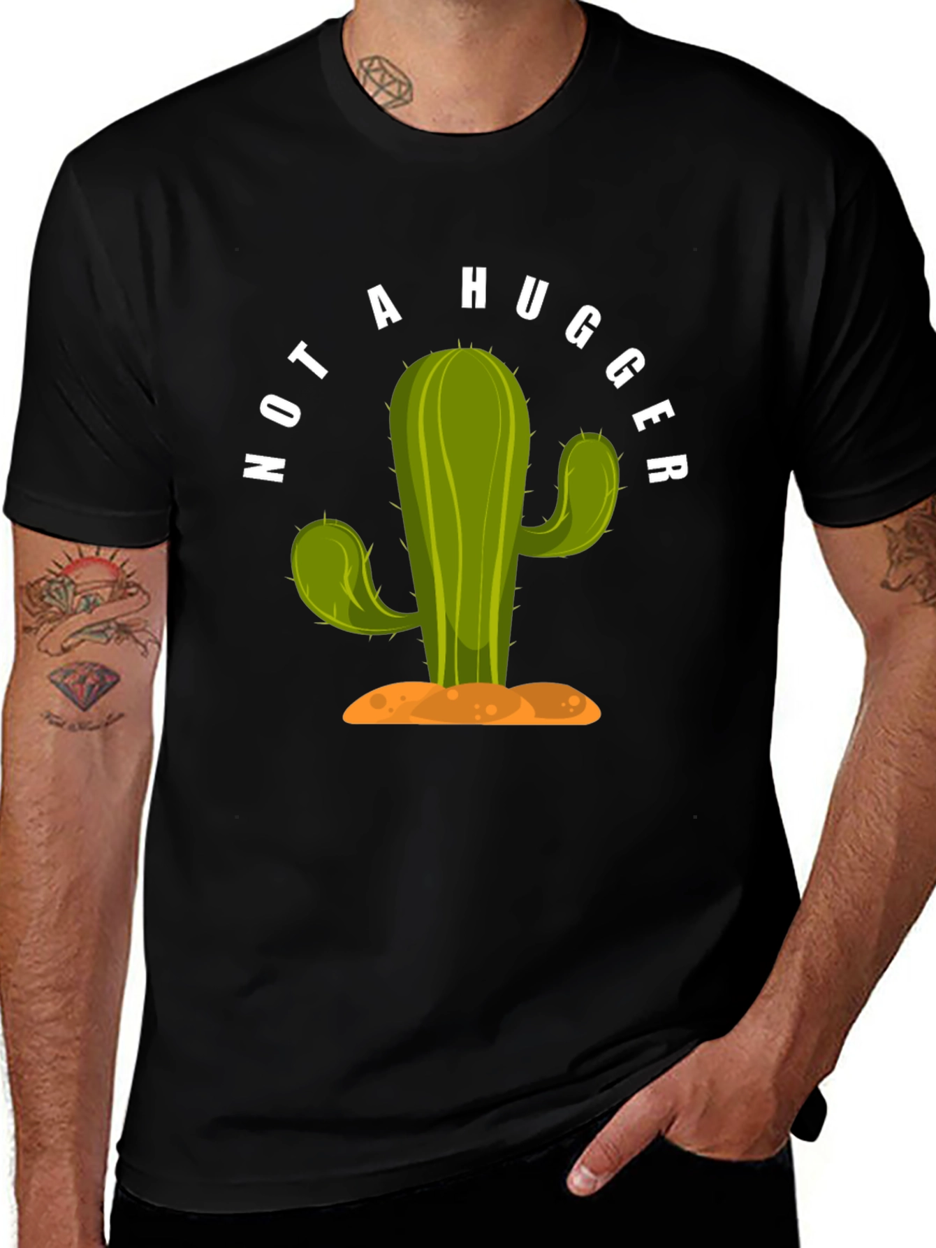 Not A Hugger Cactus Graphic T-Shirt